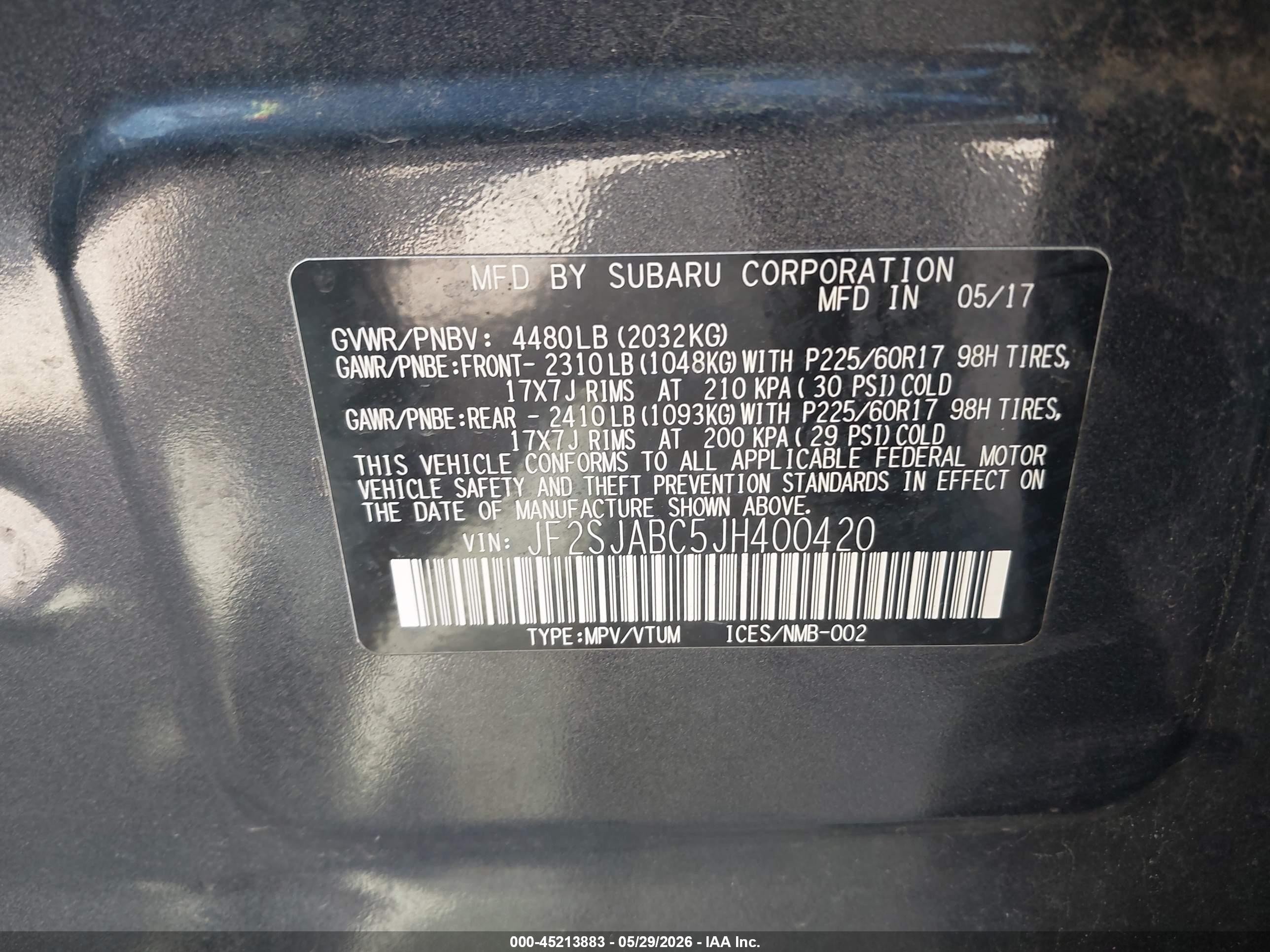 2018 Subaru Forester 2.5i Gray vin: JF2SJABC5JH400420