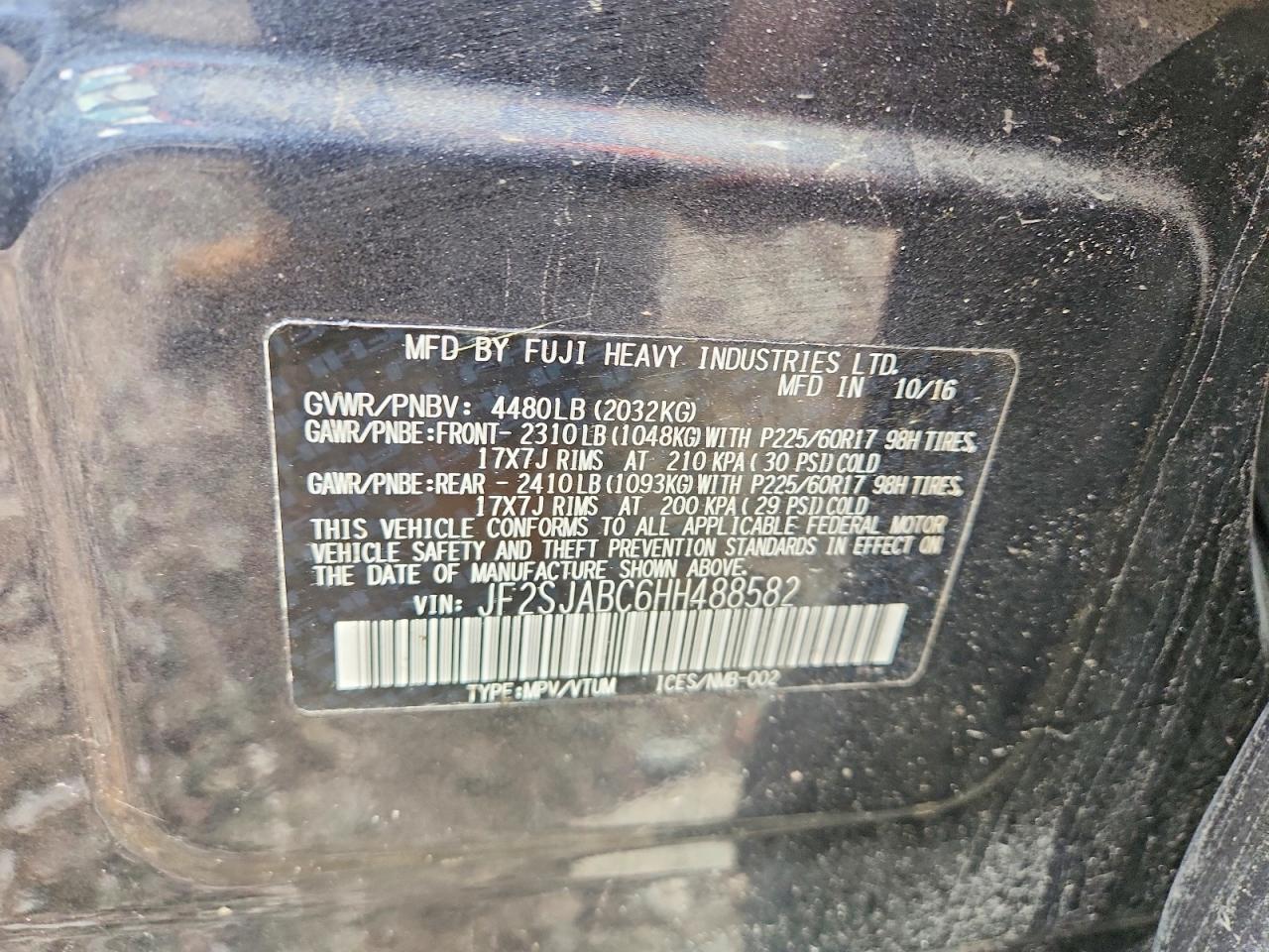 2017 Subaru Forester 2.5i Gray vin: JF2SJABC6HH488582