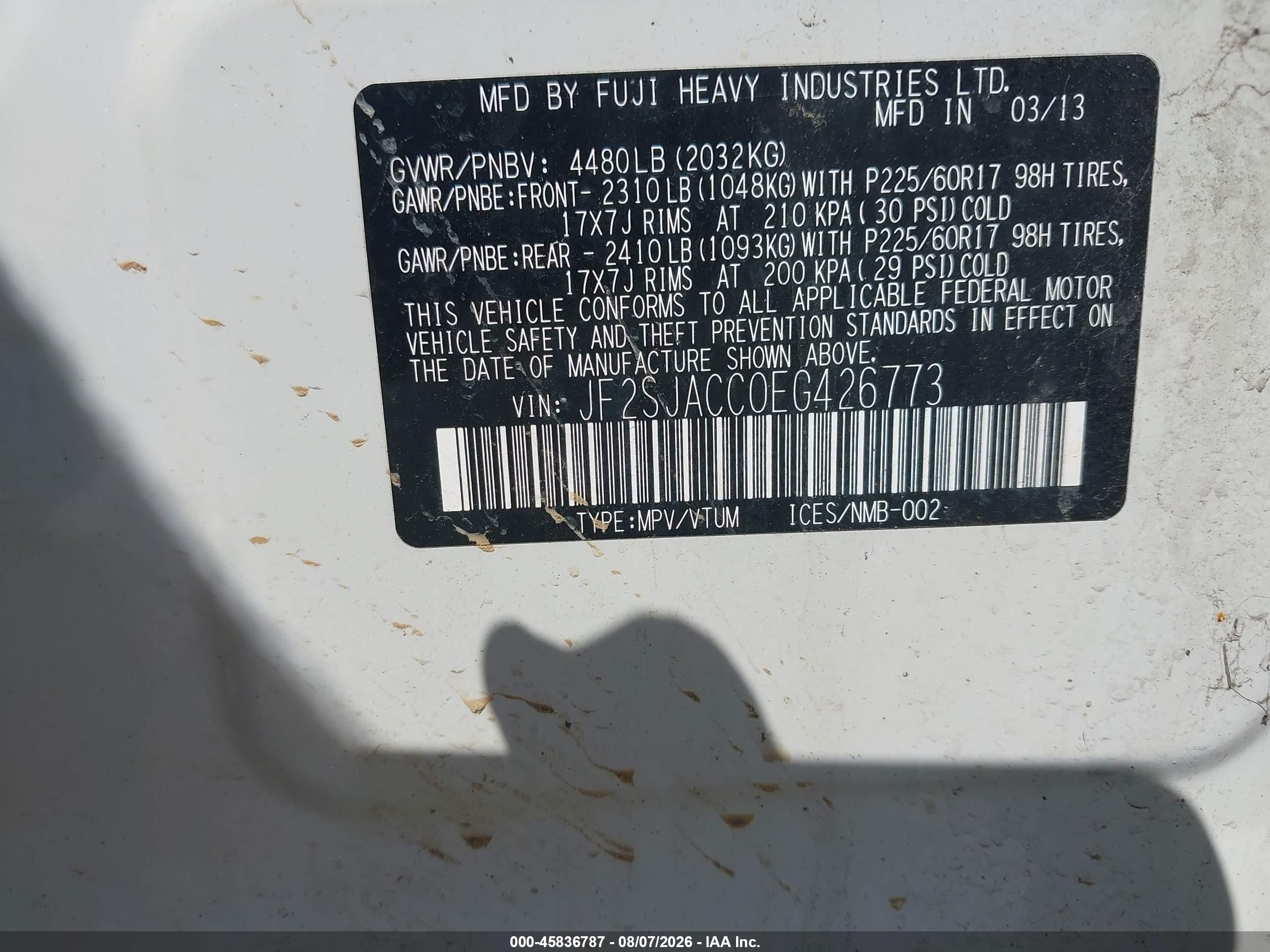 2014 Subaru Forester 2.5i Premium White vin: JF2SJACC0EG426773