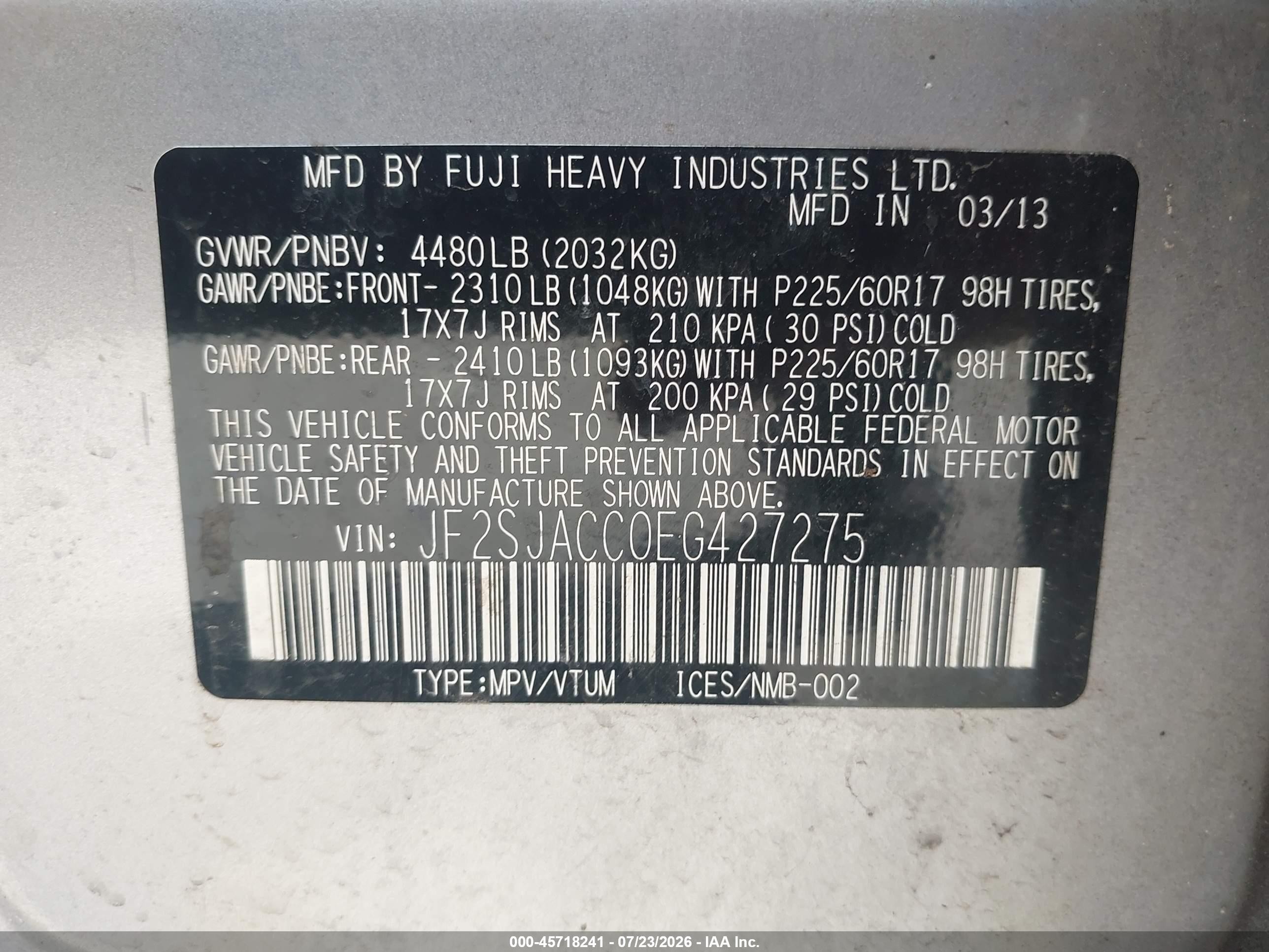 2014 Subaru Forester 2.5i Premium Silver vin: JF2SJACC0EG427275