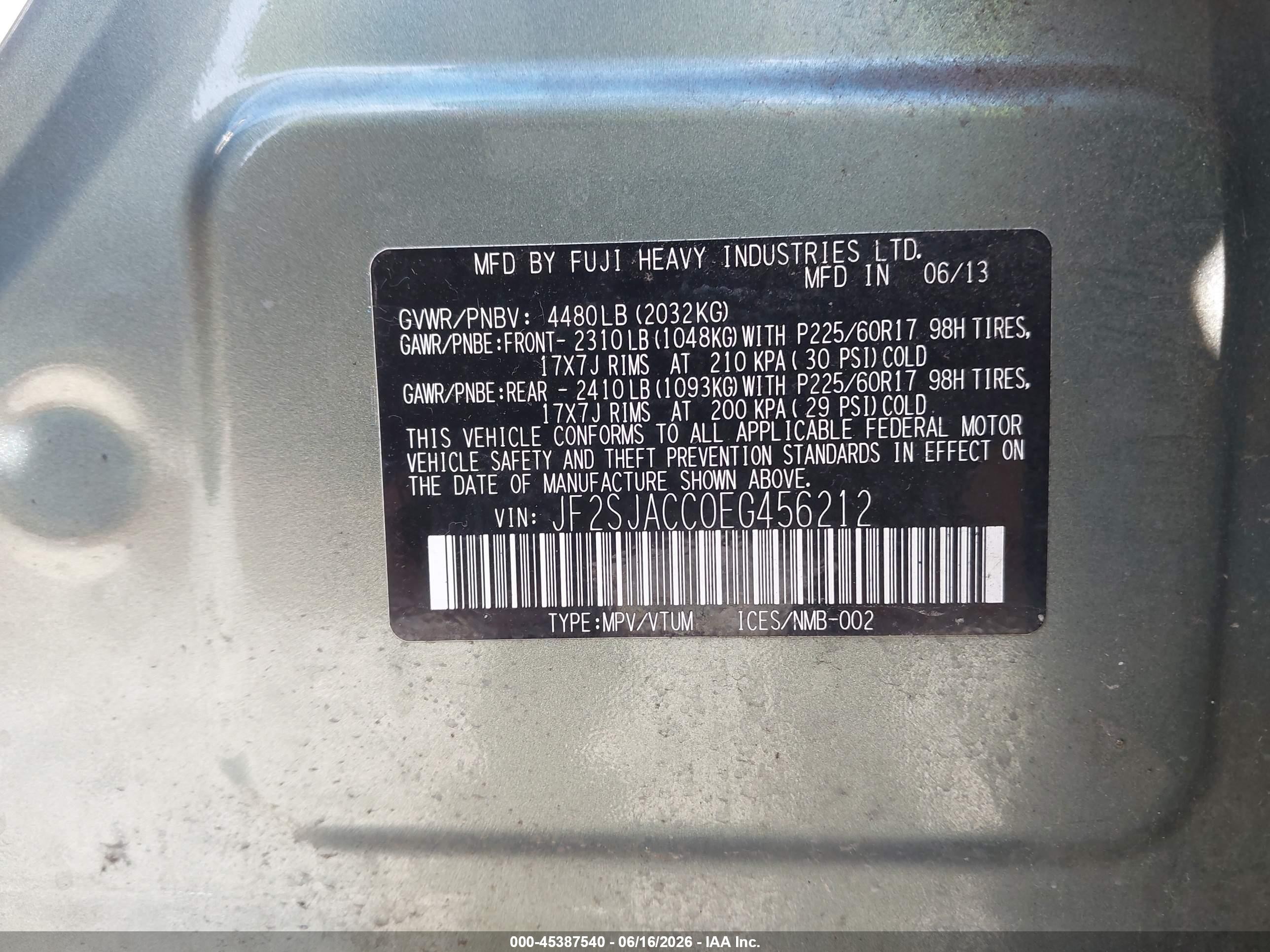 2014 Subaru Forester 2.5i Premium Зеленый vin: JF2SJACC0EG456212