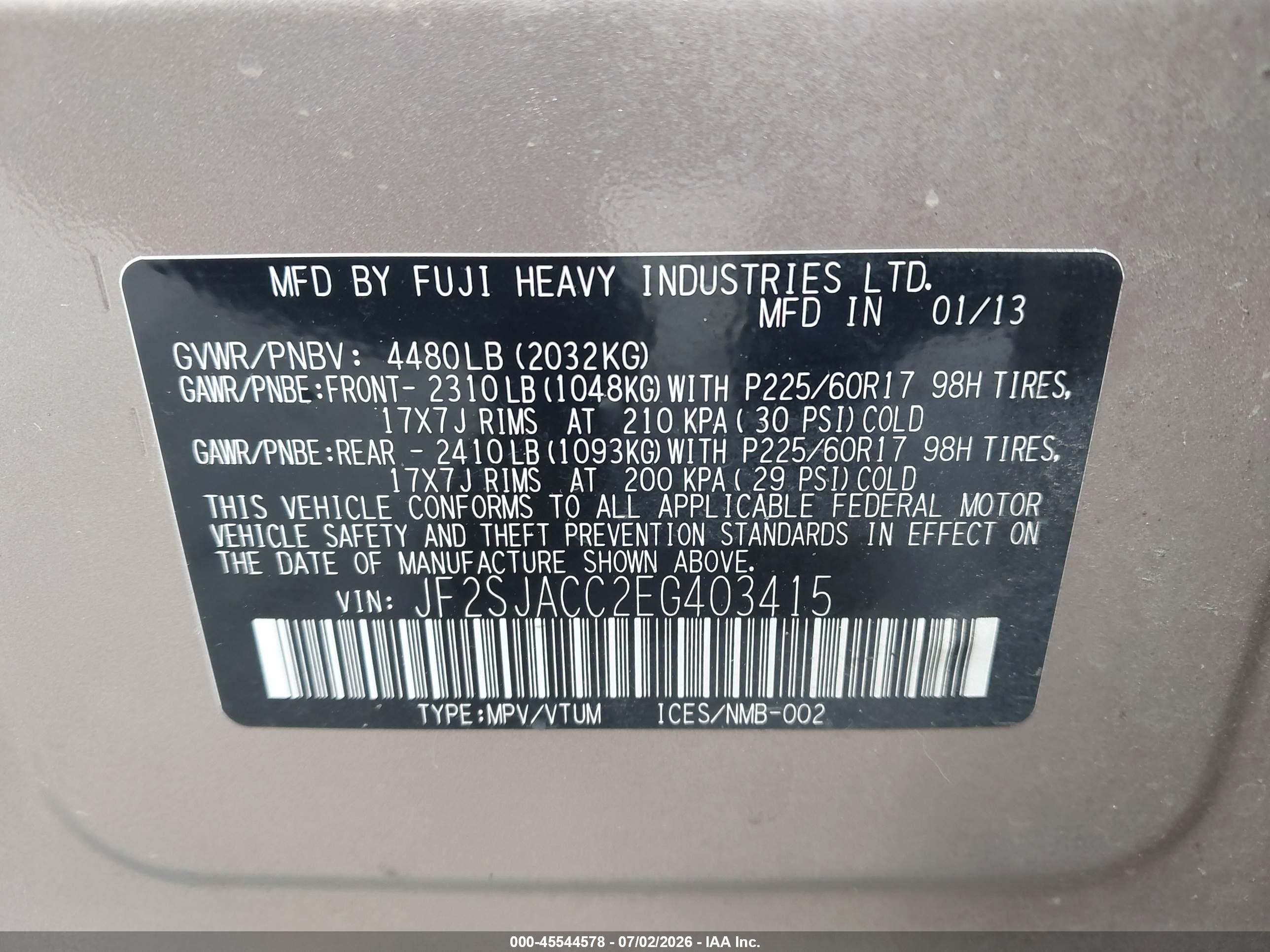 2014 Subaru Forester 2.5i Premium Champagne vin: JF2SJACC2EG403415