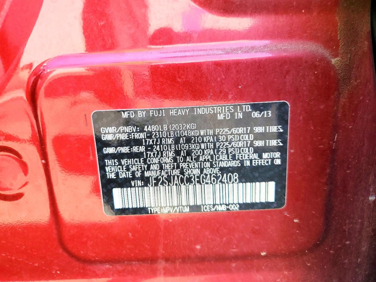 2014 Subaru Forester 2.5i Premium Burgundy vin: JF2SJACC3EG462408