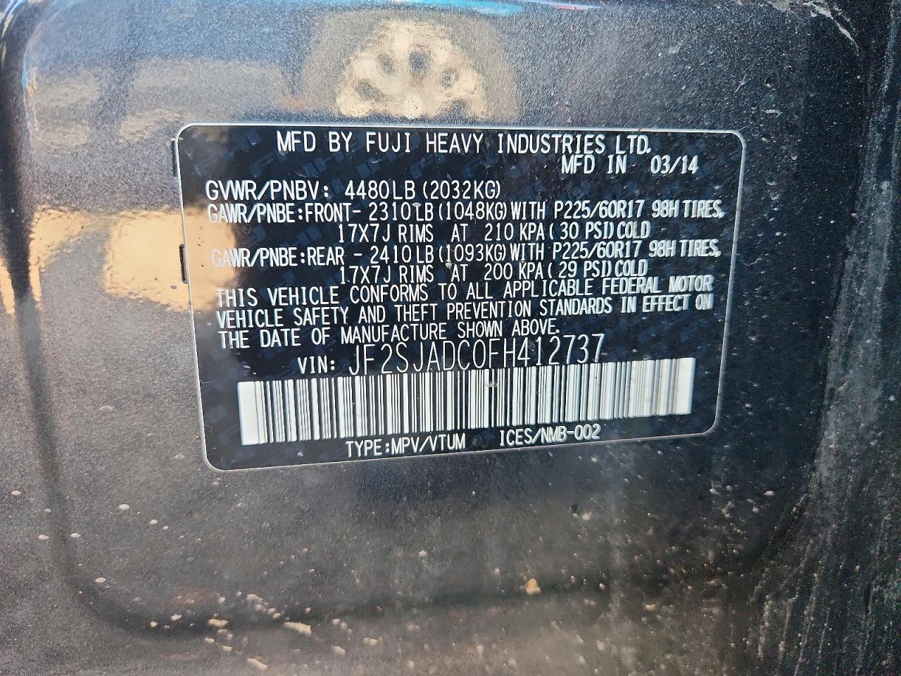 2015 Subaru Forester 2.5i Premium Black vin: JF2SJADC0FH412737