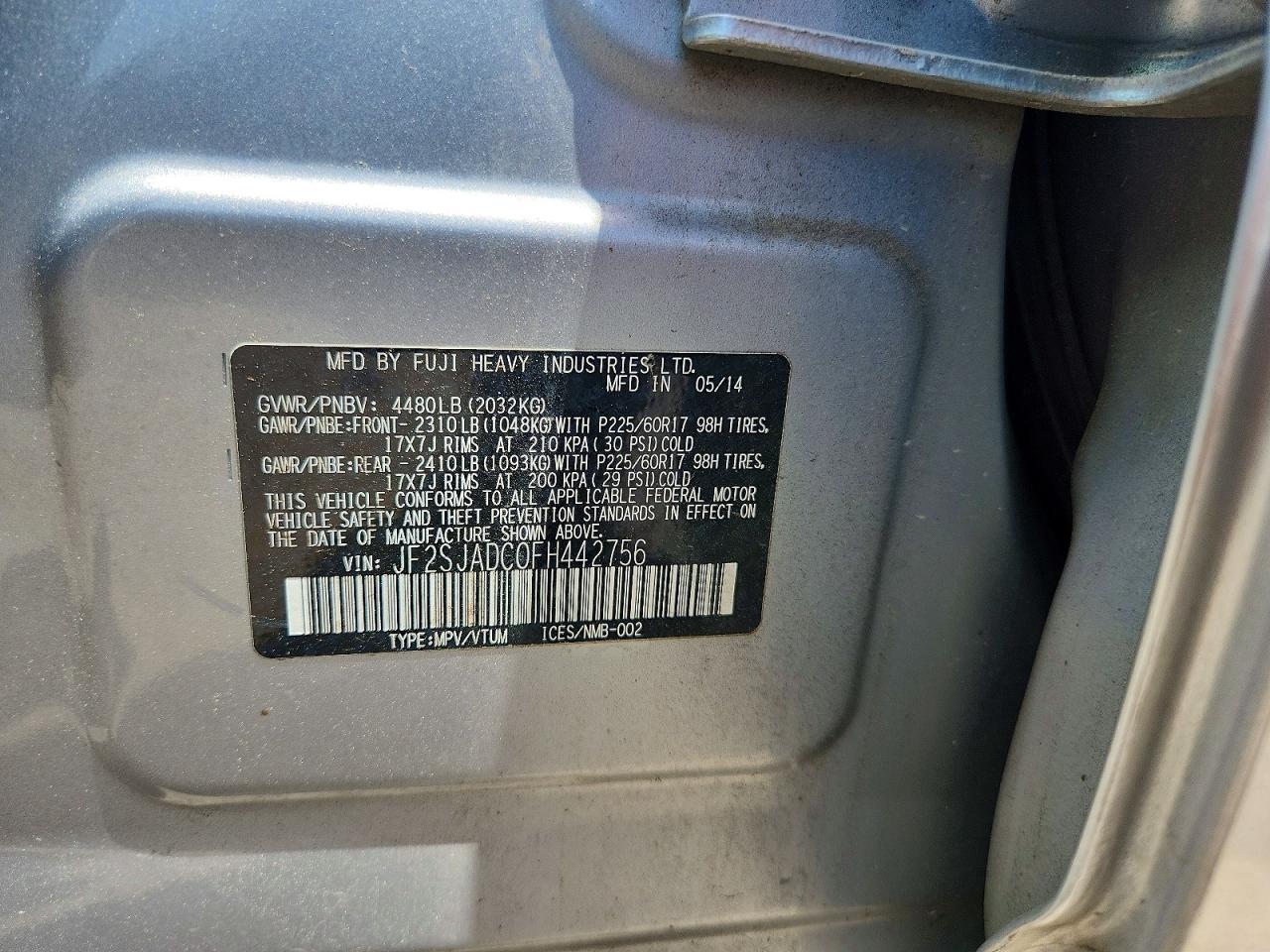 2015 Subaru Forester 2.5i Premium Silver vin: JF2SJADC0FH442756