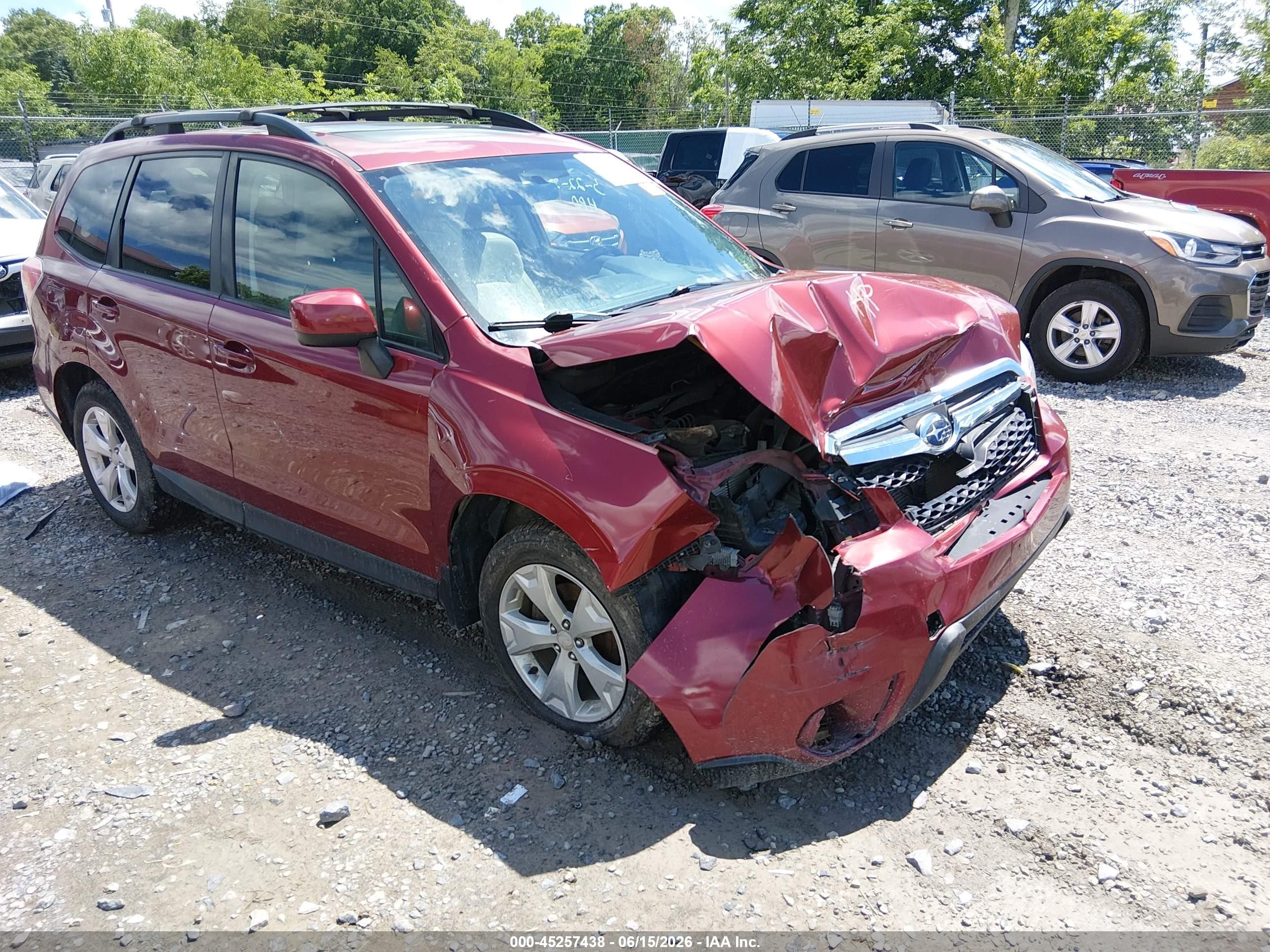 2015 Subaru Forester 2.5i Premium Red vin: JF2SJADC0FH824415