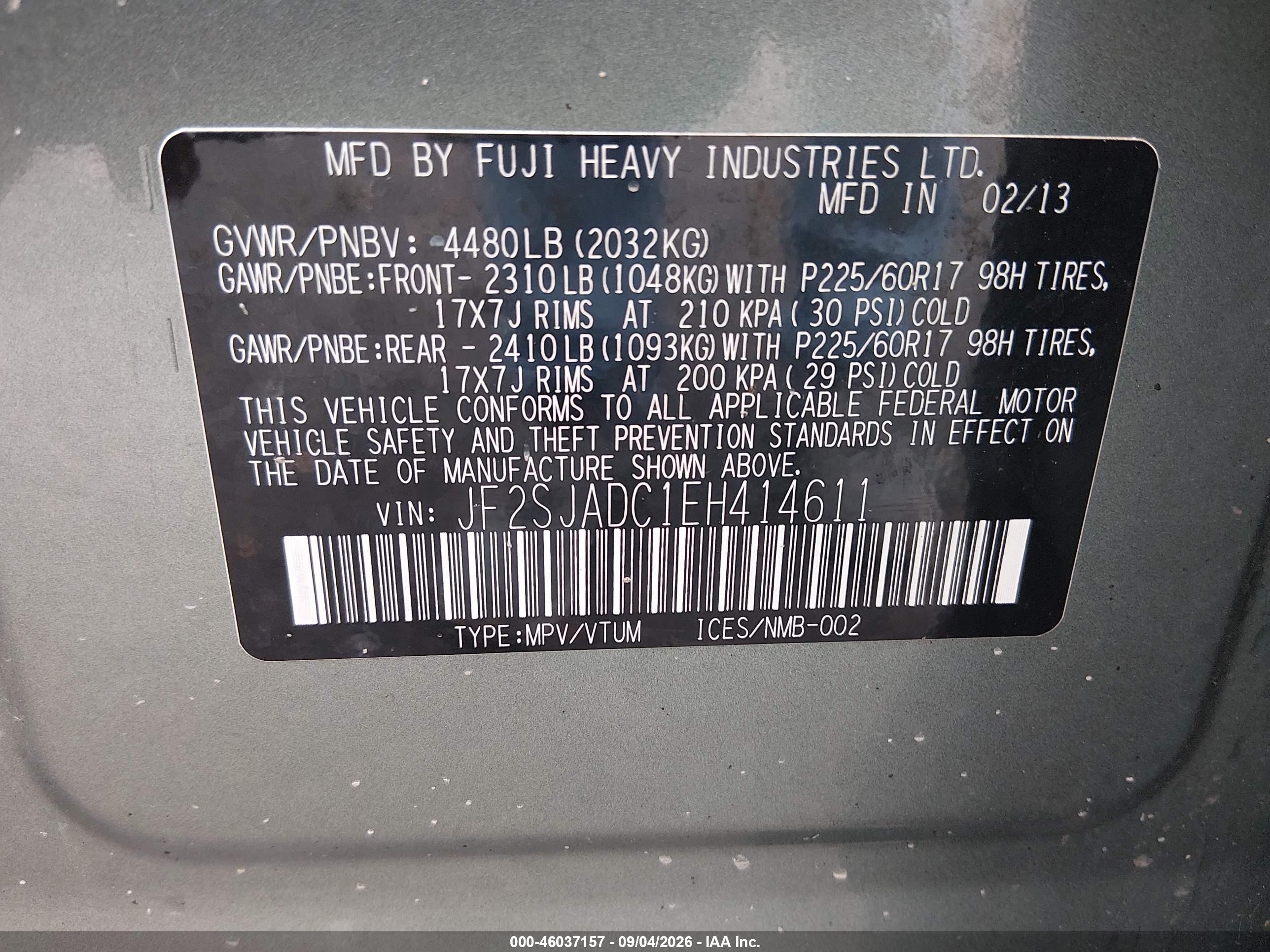 2014 Subaru Forester 2.5i Premium Green vin: JF2SJADC1EH414611