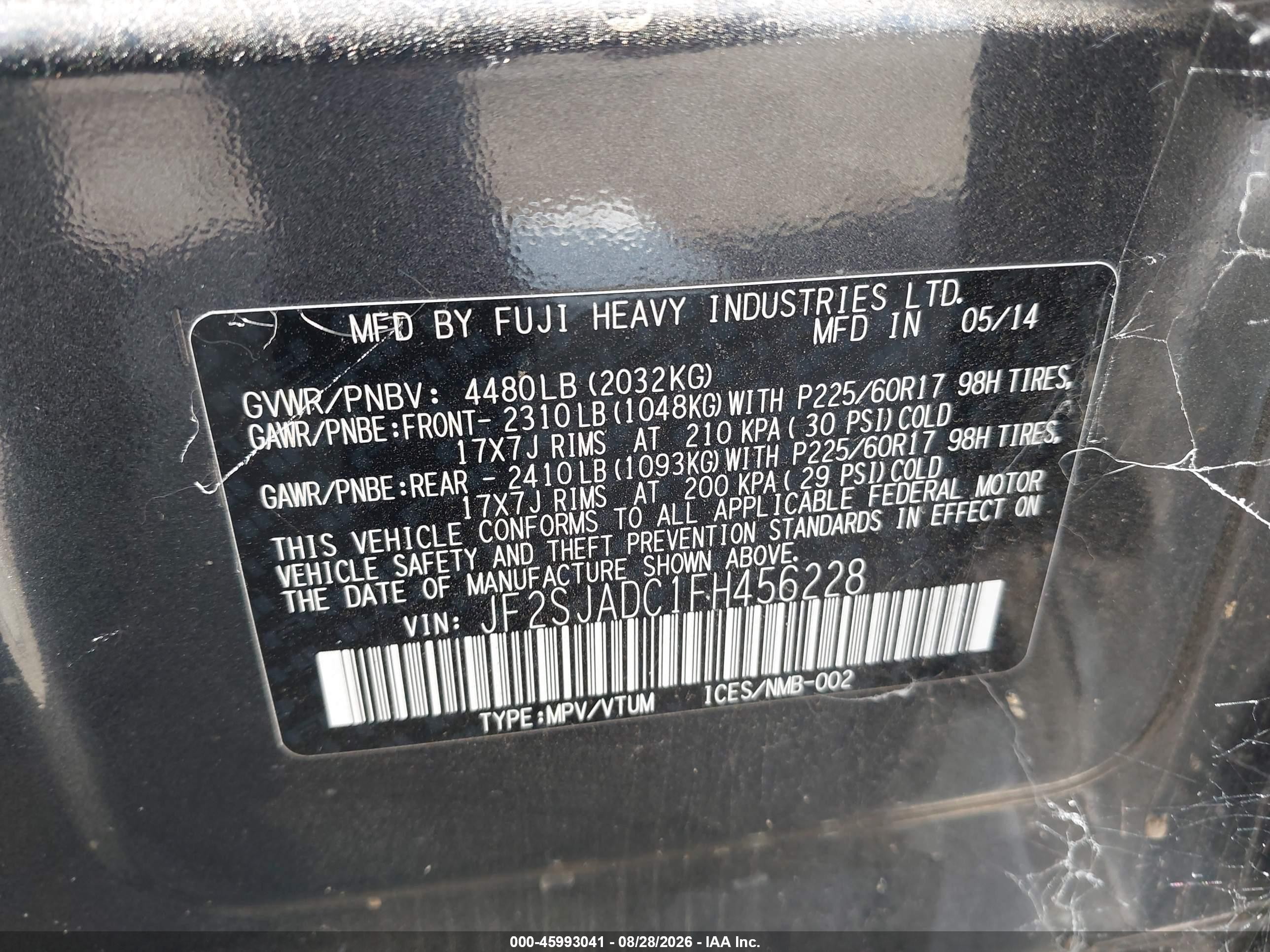 2015 Subaru Forester 2.5i Premium Gray vin: JF2SJADC1FH456228