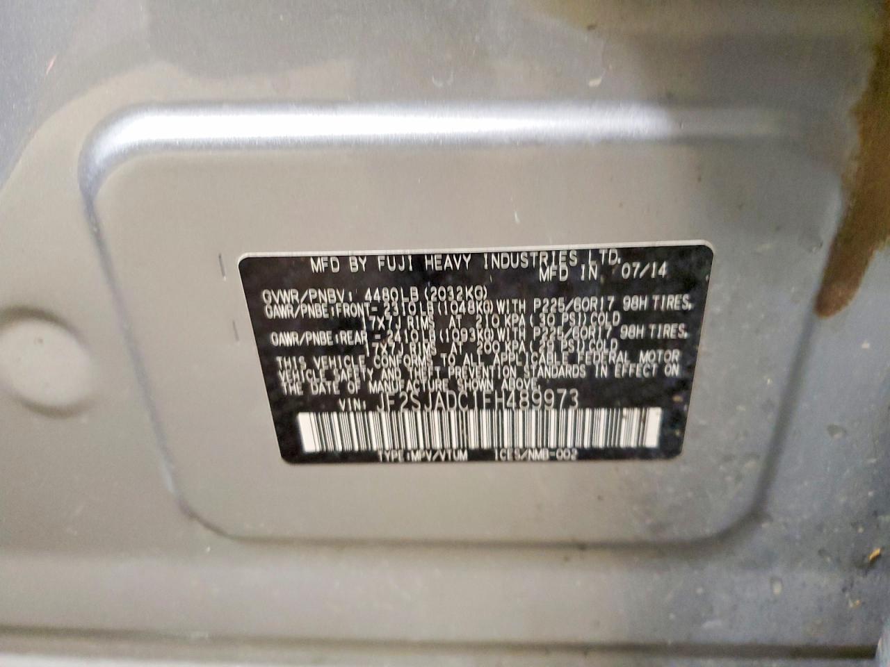 2015 Subaru Forester 2.5i Premium Silver vin: JF2SJADC1FH489973