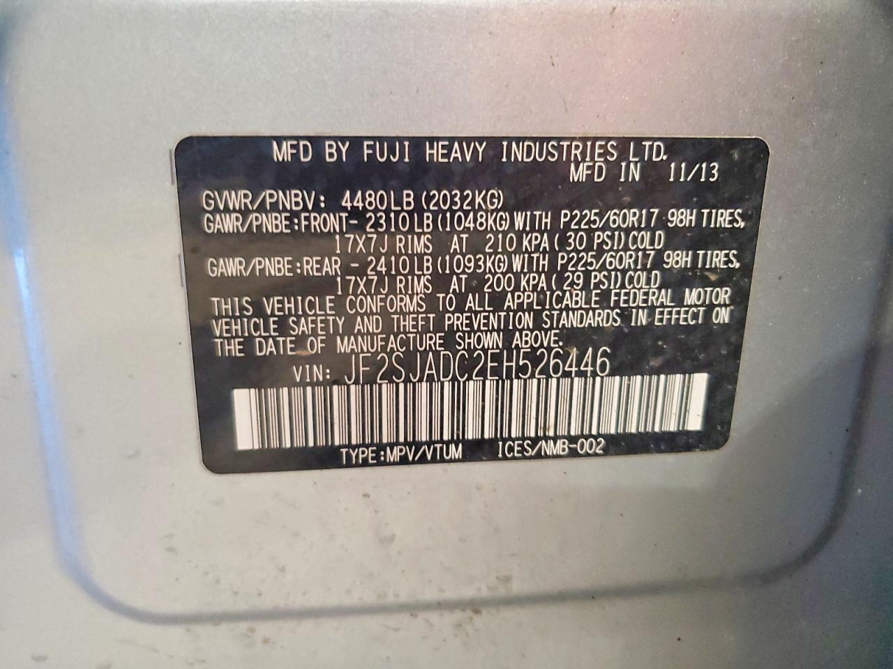 2014 Subaru Forester 2.5i Premium Silver vin: JF2SJADC2EH526446