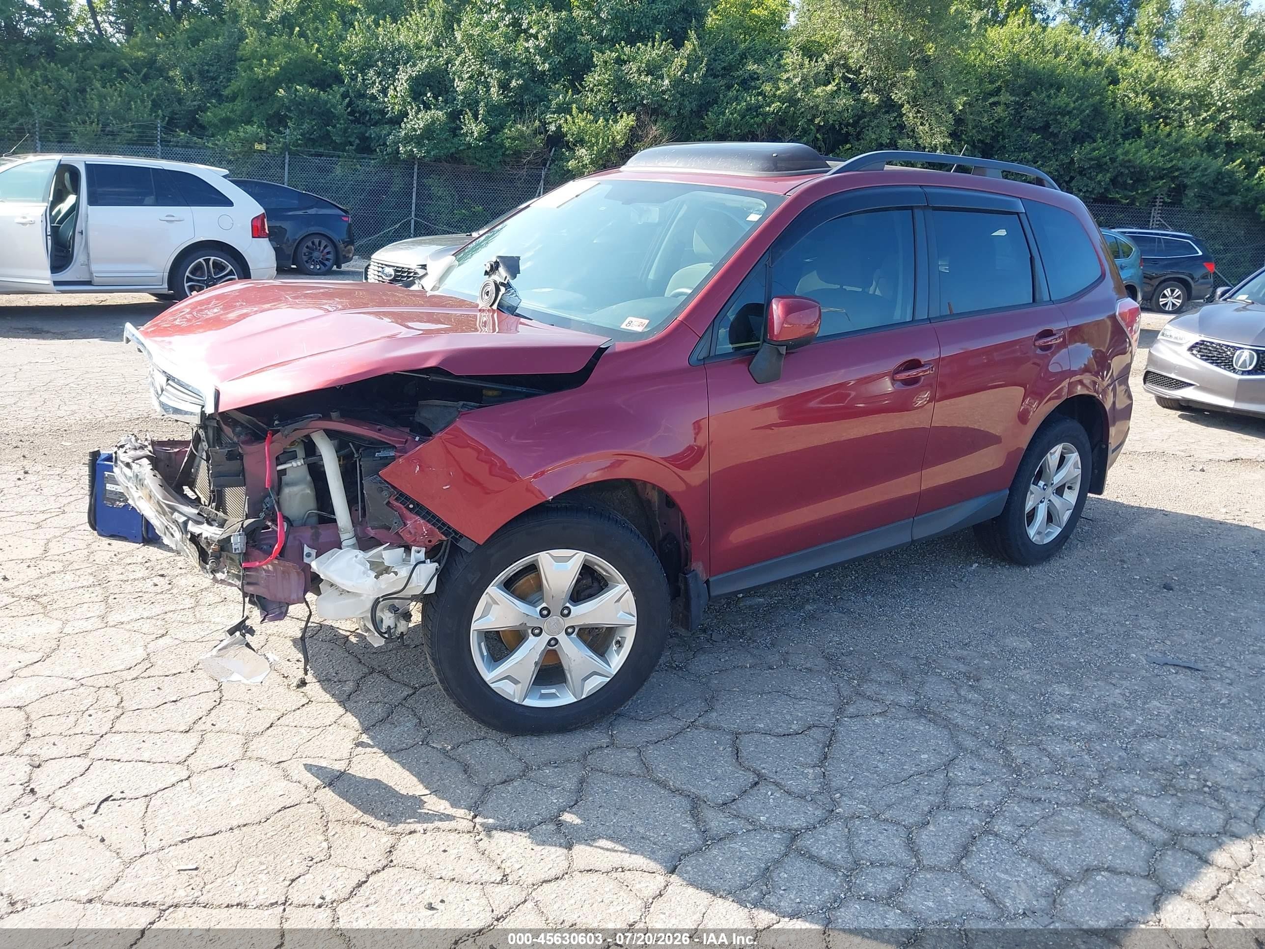 2015 Subaru Forester 2.5i Premium Maroon vin: JF2SJADC2FG412678