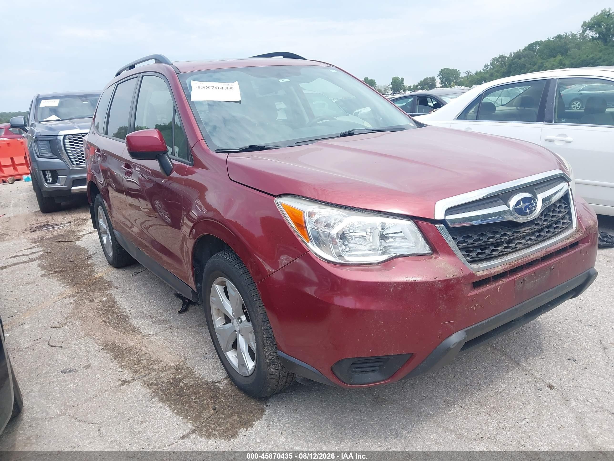 2015 Subaru Forester 2.5i Premium Burgundy vin: JF2SJADC2FH803677