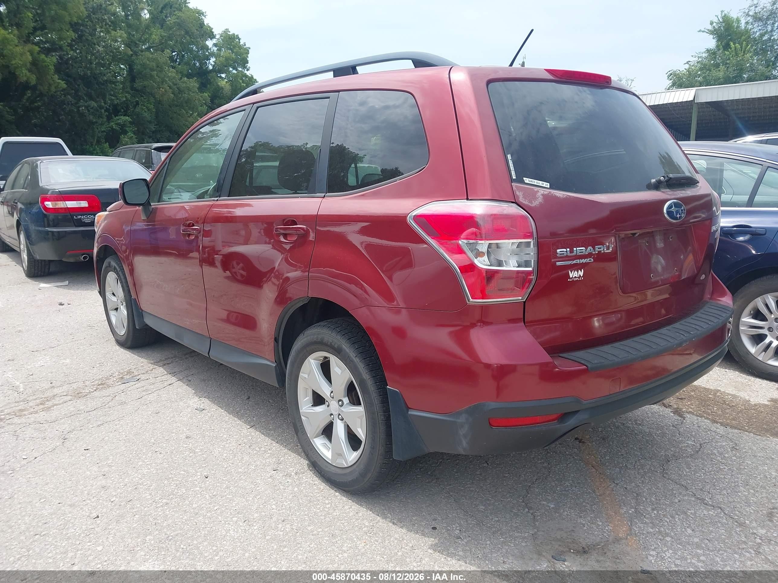 2015 Subaru Forester 2.5i Premium Burgundy vin: JF2SJADC2FH803677