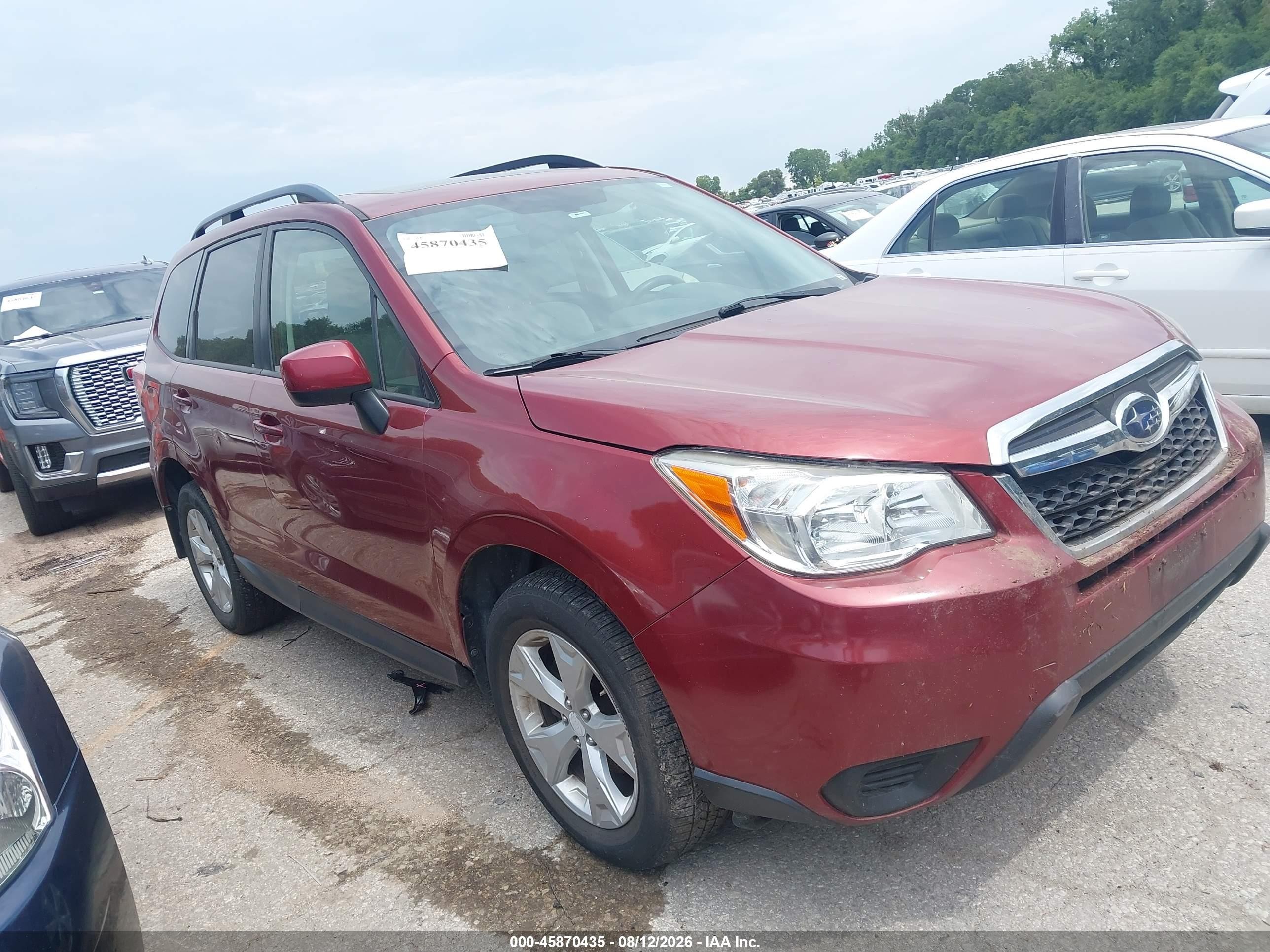 2015 Subaru Forester 2.5i Premium Burgundy vin: JF2SJADC2FH803677