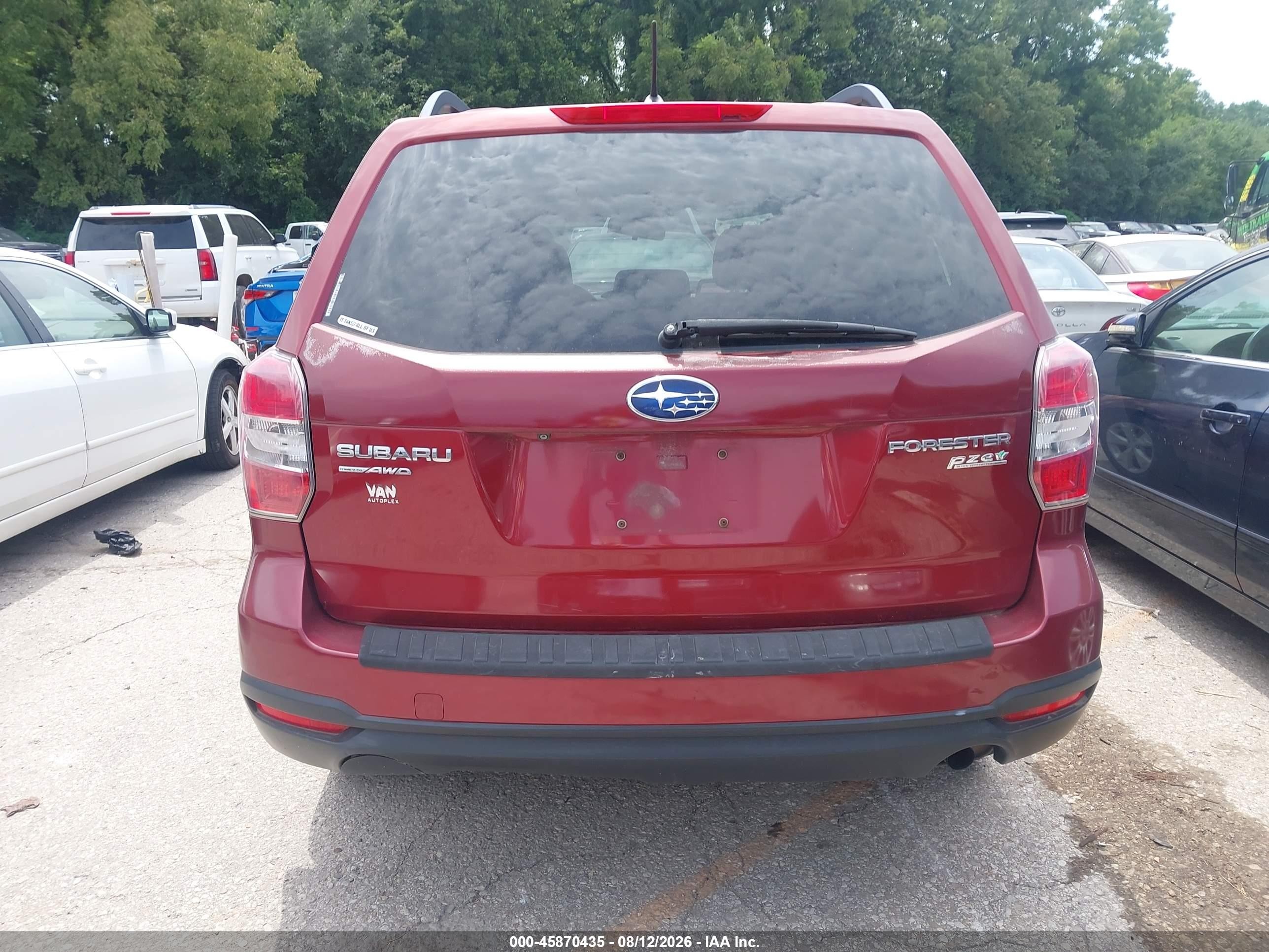 2015 Subaru Forester 2.5i Premium Burgundy vin: JF2SJADC2FH803677