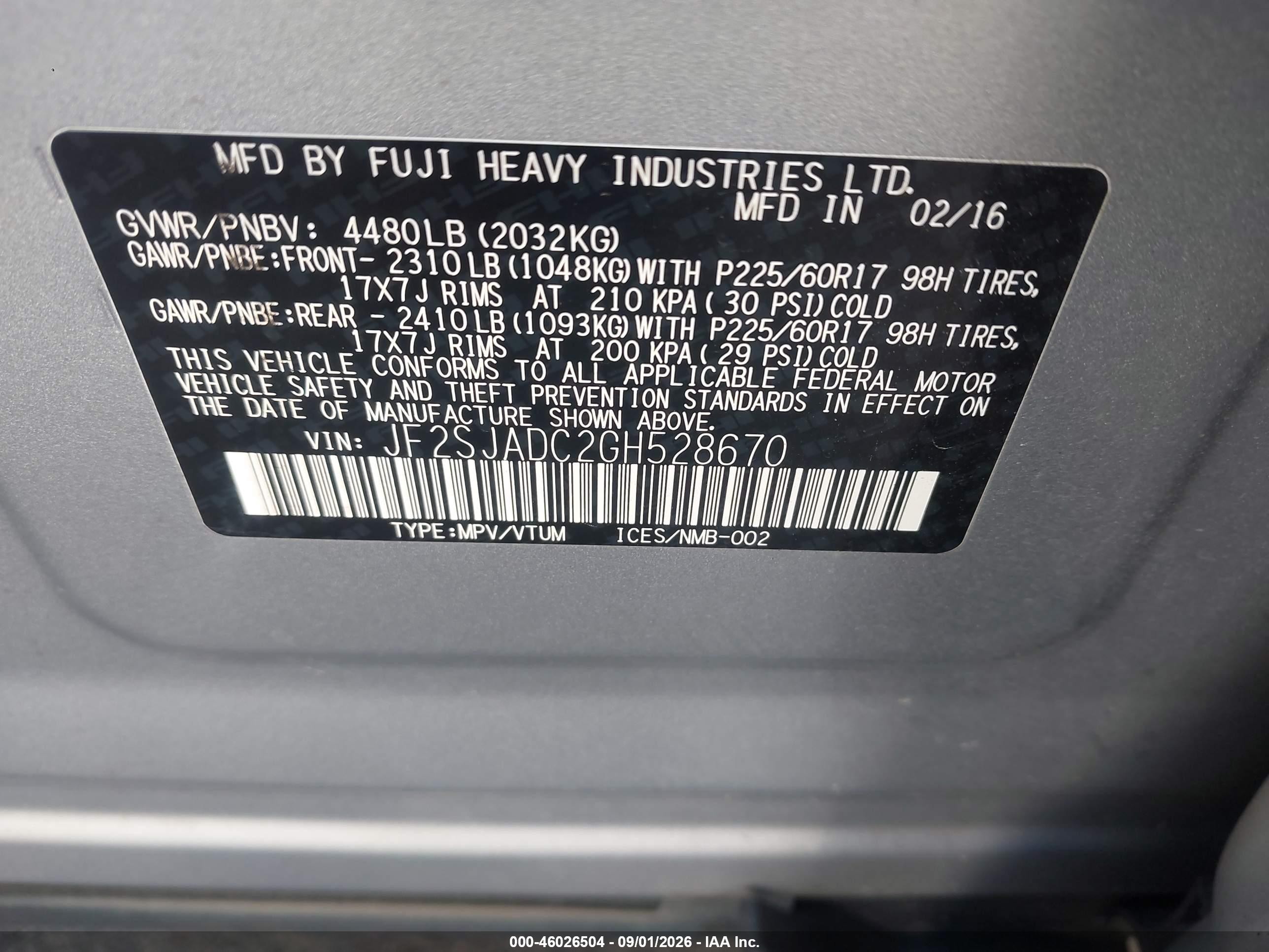 2016 Subaru Forester 2.5i Premium Серебряный vin: JF2SJADC2GH528670