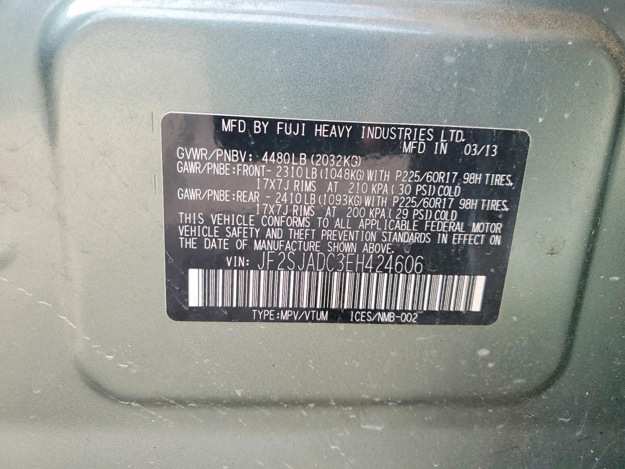 2014 Subaru Forester 2.5i Premium Green vin: JF2SJADC3EH424606