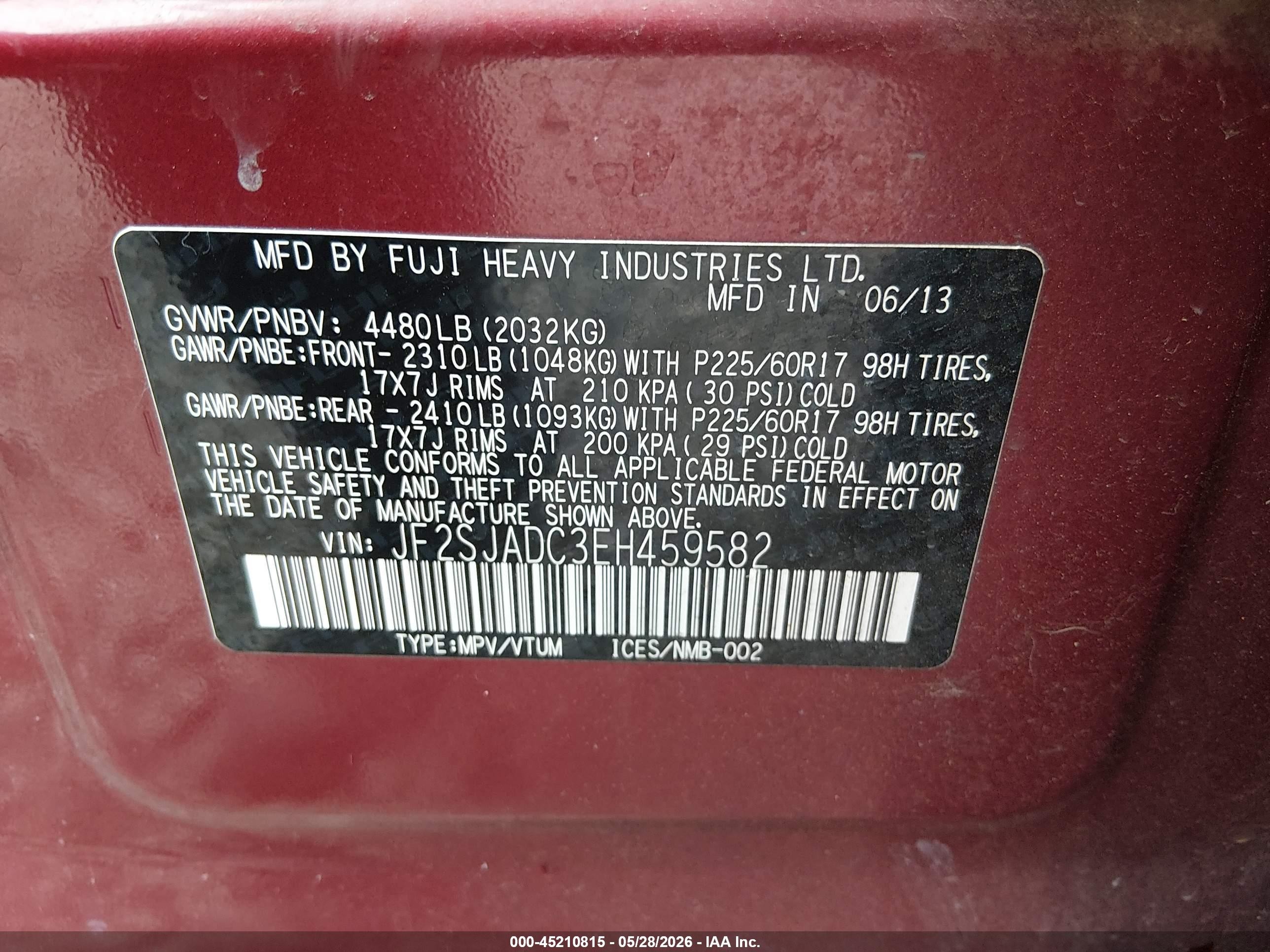 2014 Subaru Forester 2.5i Premium Red vin: JF2SJADC3EH459582