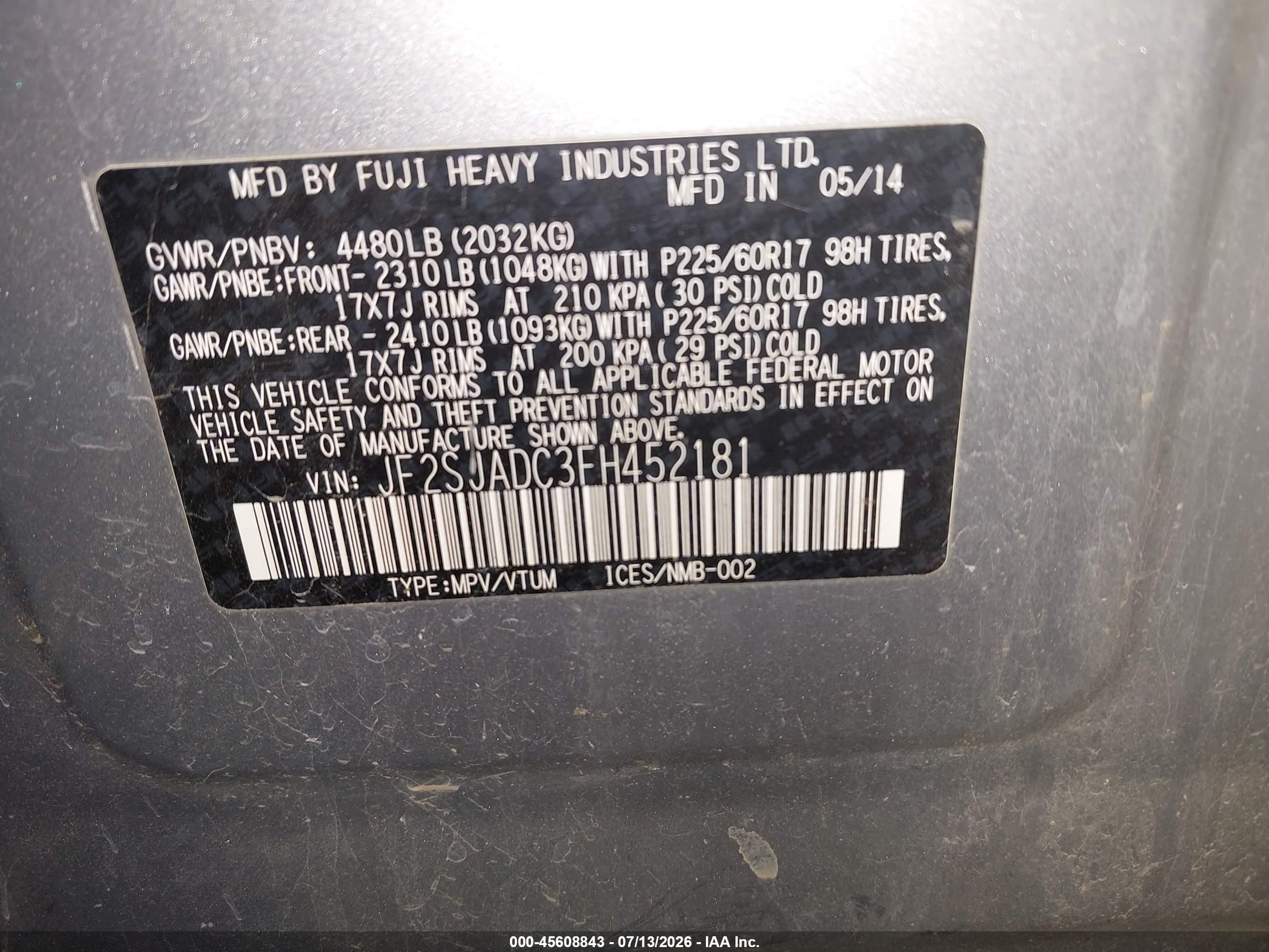 2015 Subaru Forester 2.5i Premium Silver vin: JF2SJADC3FH452181
