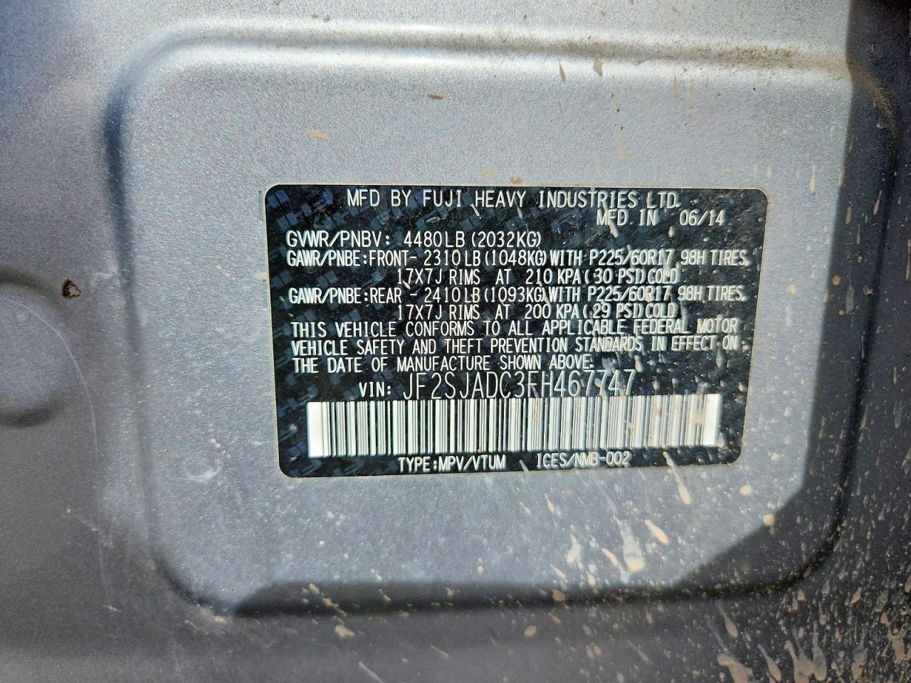 2015 Subaru Forester 2.5i Premium Silver vin: JF2SJADC3FH467747