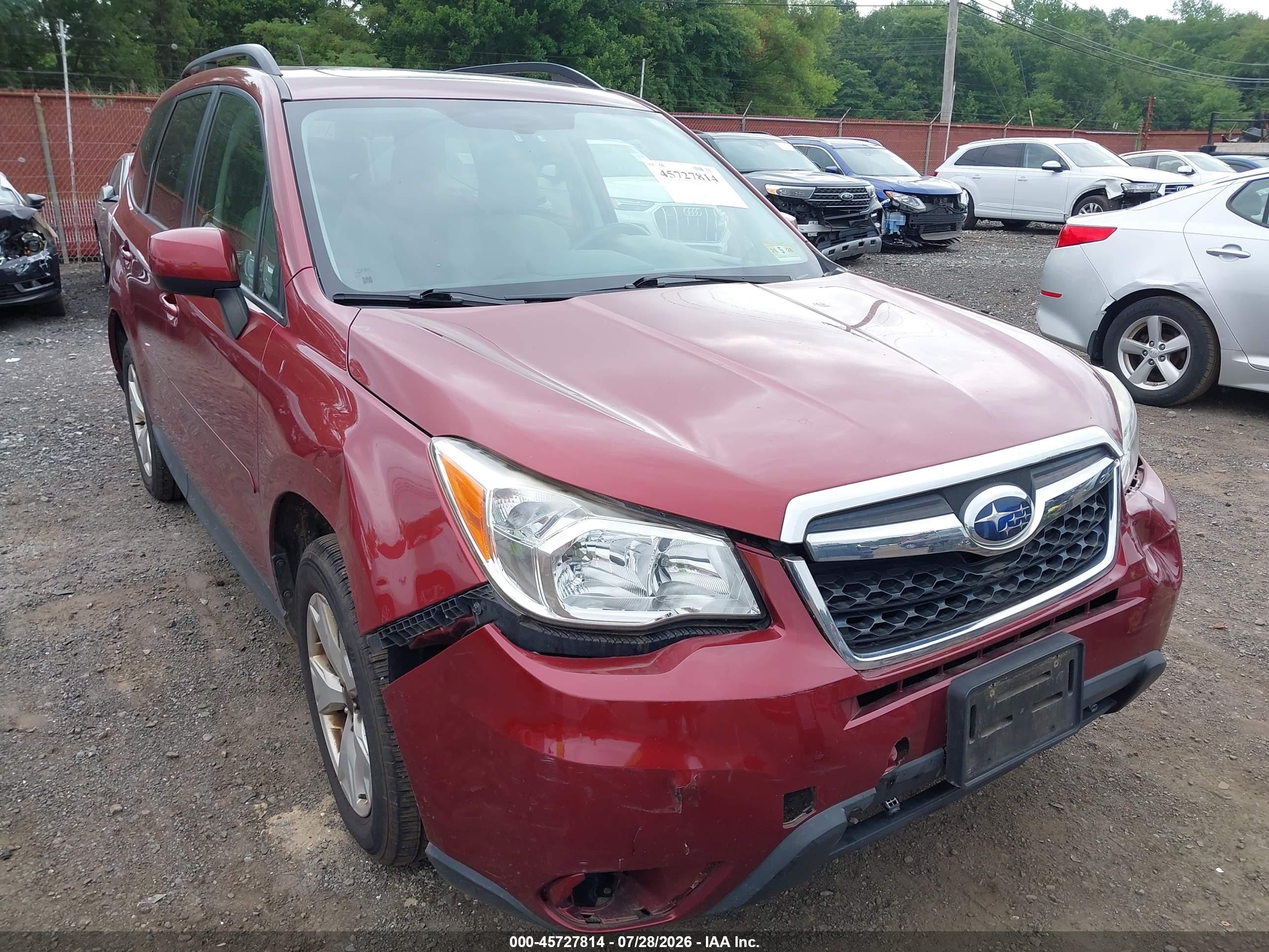 2015 Subaru Forester 2.5i Premium Red vin: JF2SJADC3FH574538
