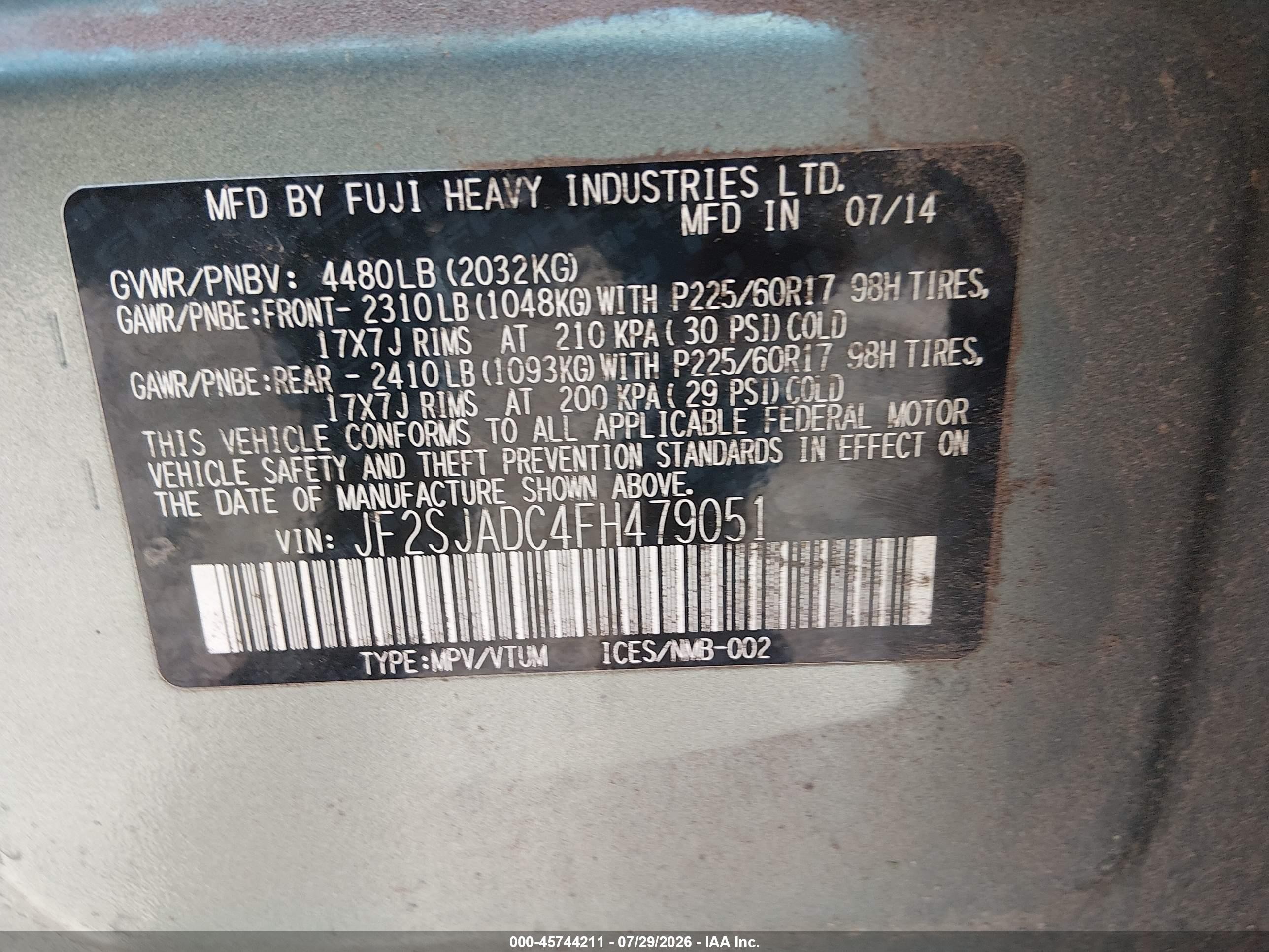 2015 Subaru Forester 2.5i Premium Green vin: JF2SJADC4FH479051