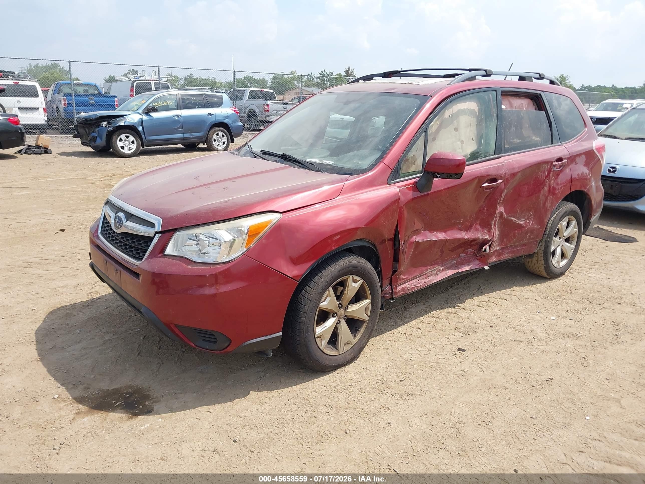 2015 Subaru Forester 2.5i Premium Burgundy vin: JF2SJADC4FH804863
