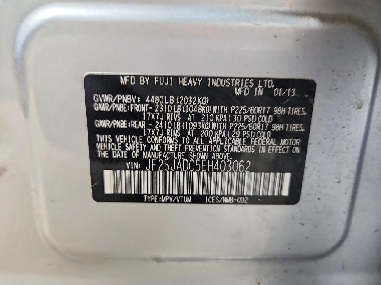 2014 Subaru Forester 2.5i Premium Silver vin: JF2SJADC5EH403062