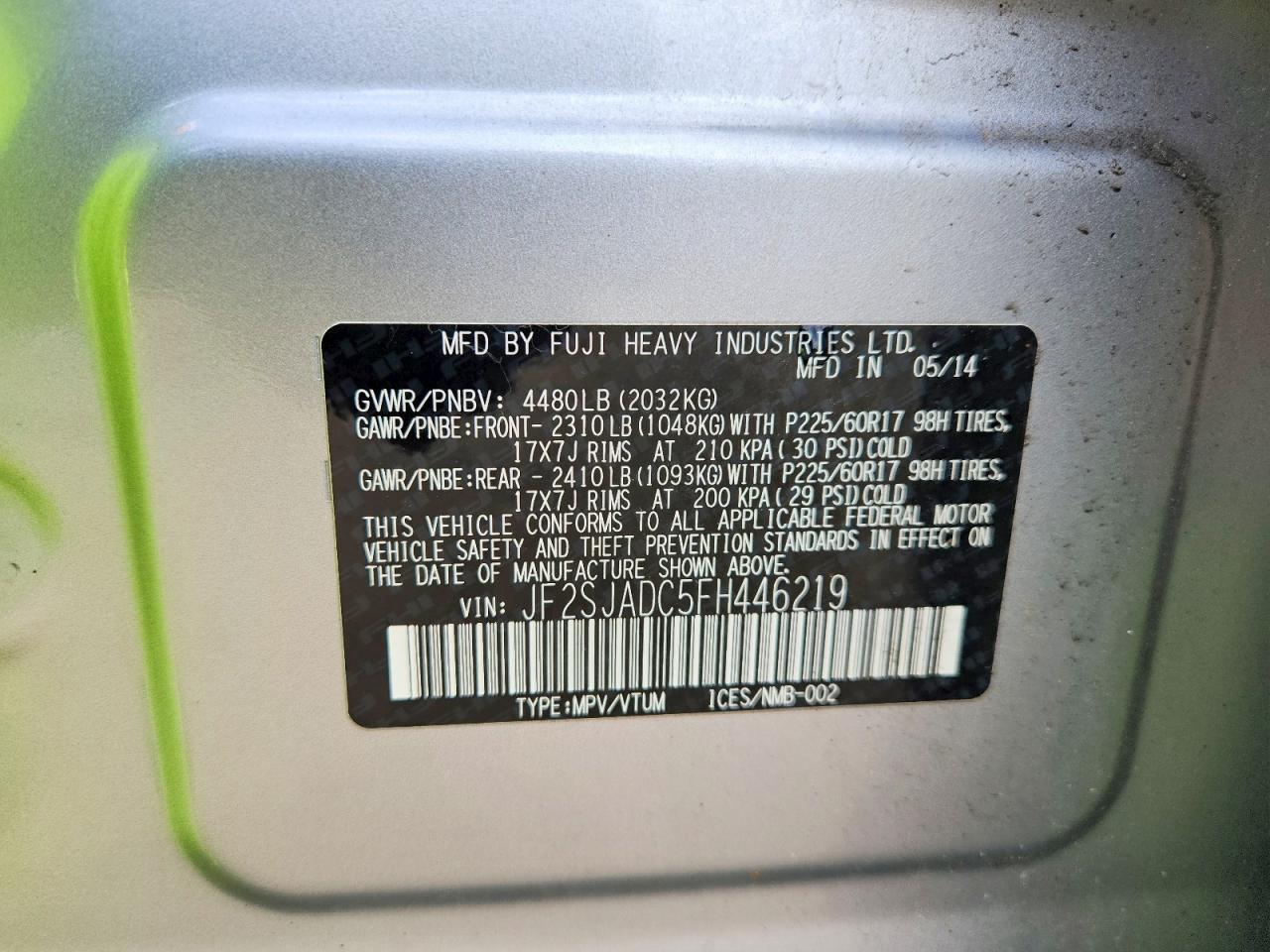 2015 Subaru Forester 2.5i Premium Silver vin: JF2SJADC5FH446219