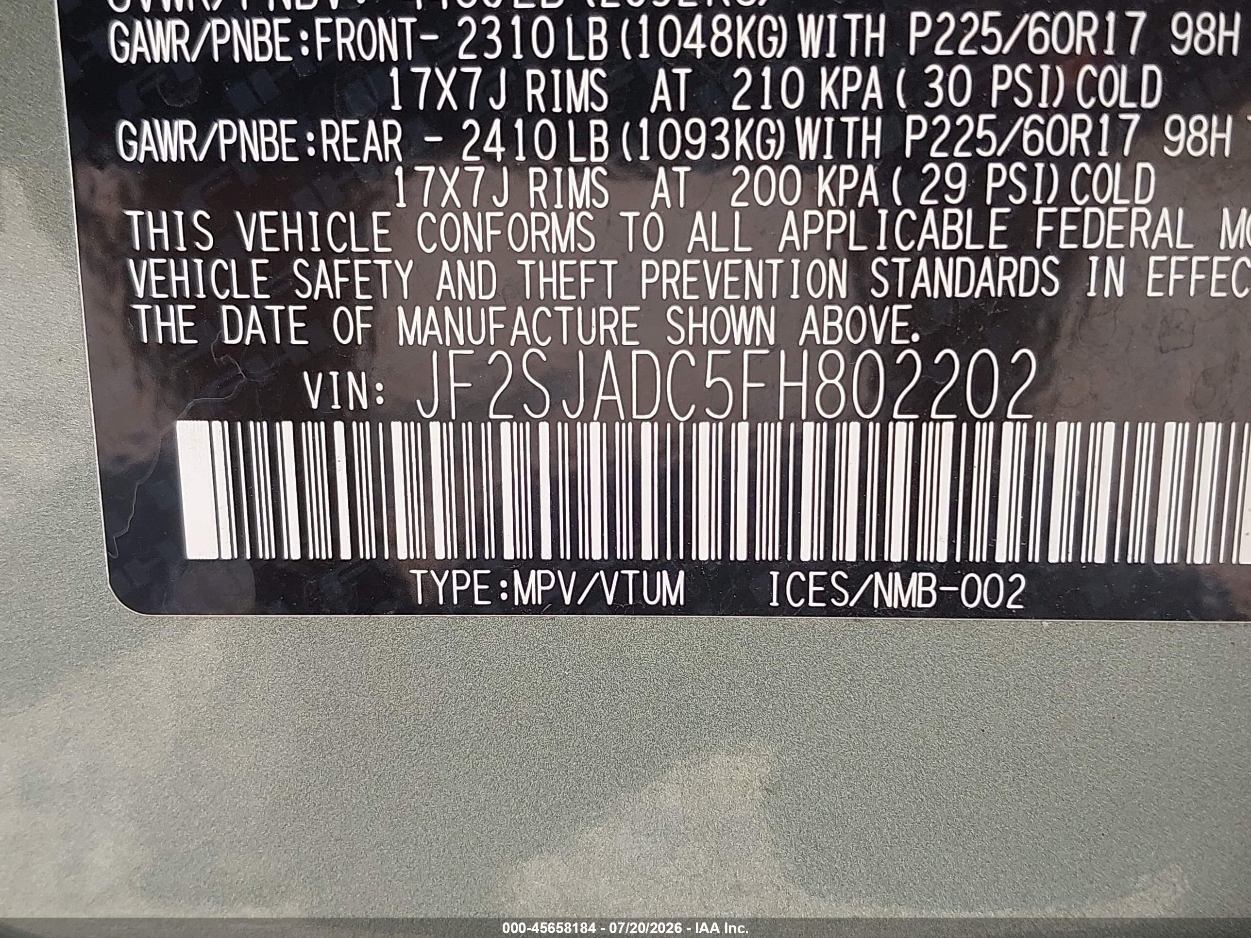 2015 Subaru Forester 2.5i Premium Gray vin: JF2SJADC5FH802202