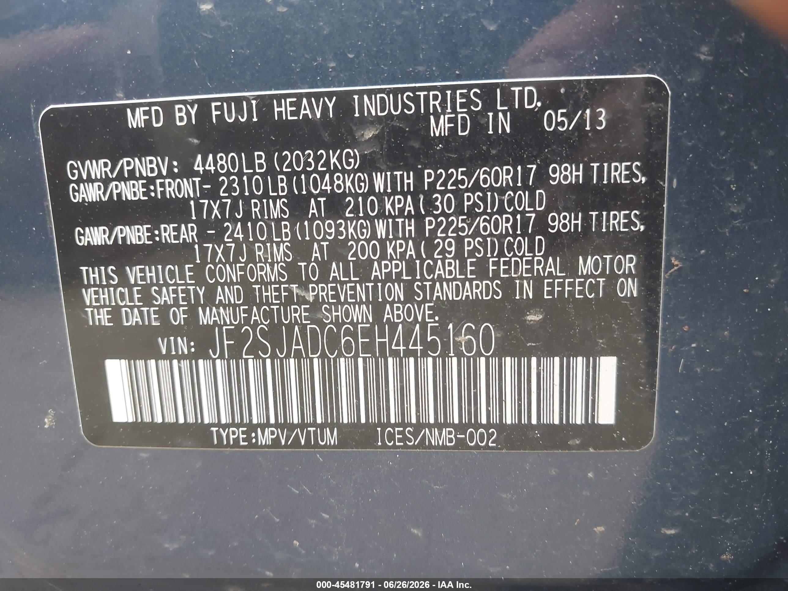 2014 Subaru Forester 2.5i Premium Blue vin: JF2SJADC6EH445160