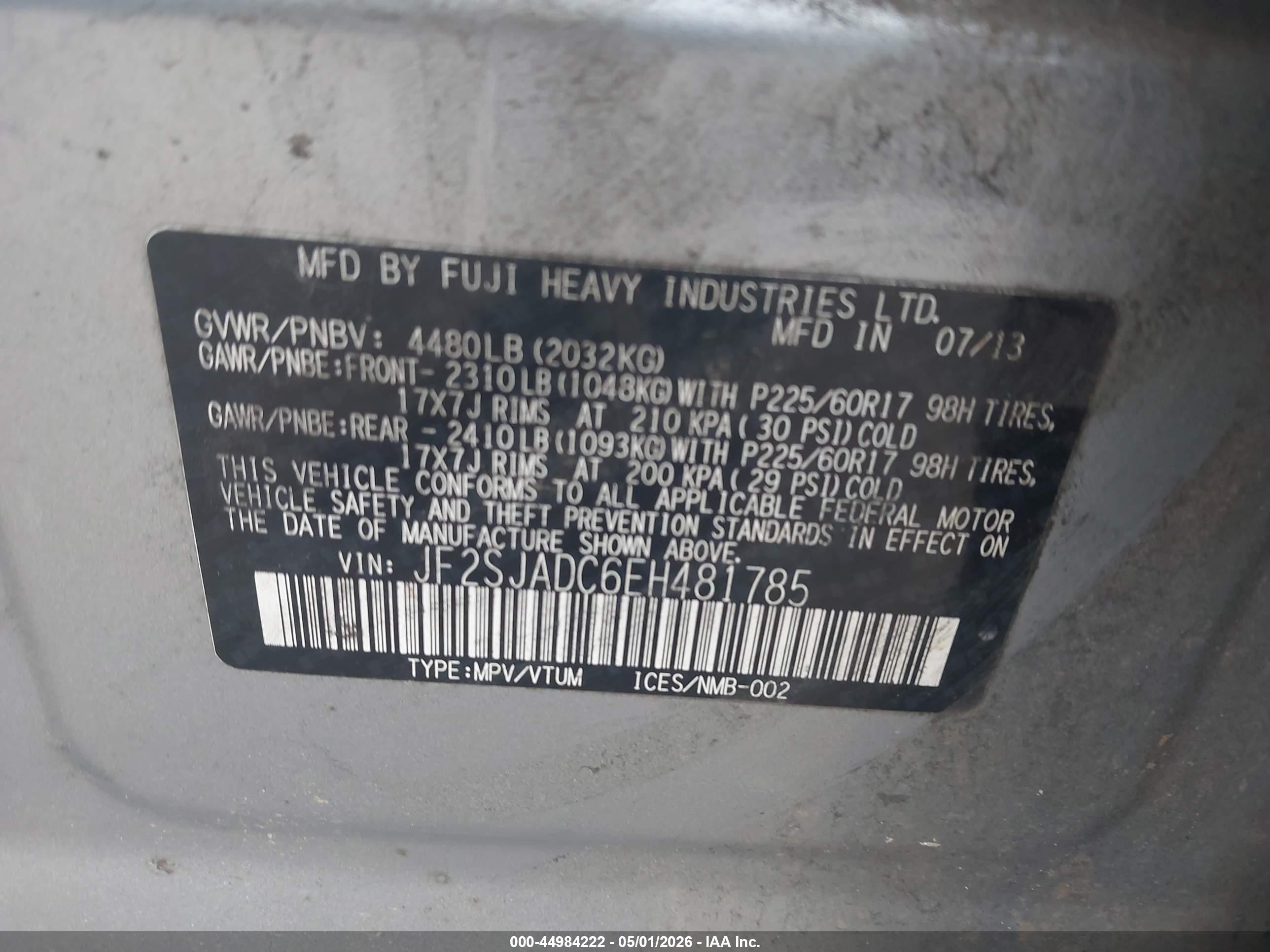 2014 Subaru Forester 2.5i Premium Silver vin: JF2SJADC6EH481785