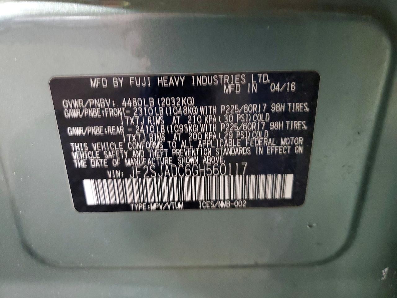 2016 Subaru Forester 2.5i Premium Green vin: JF2SJADC6GH560117