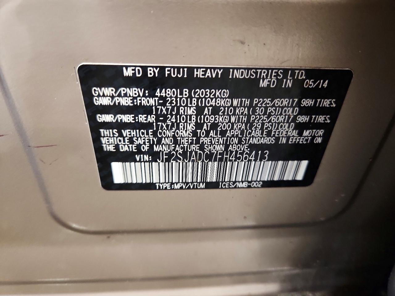 2015 Subaru Forester 2.5i Premium Brown vin: JF2SJADC7FH456413
