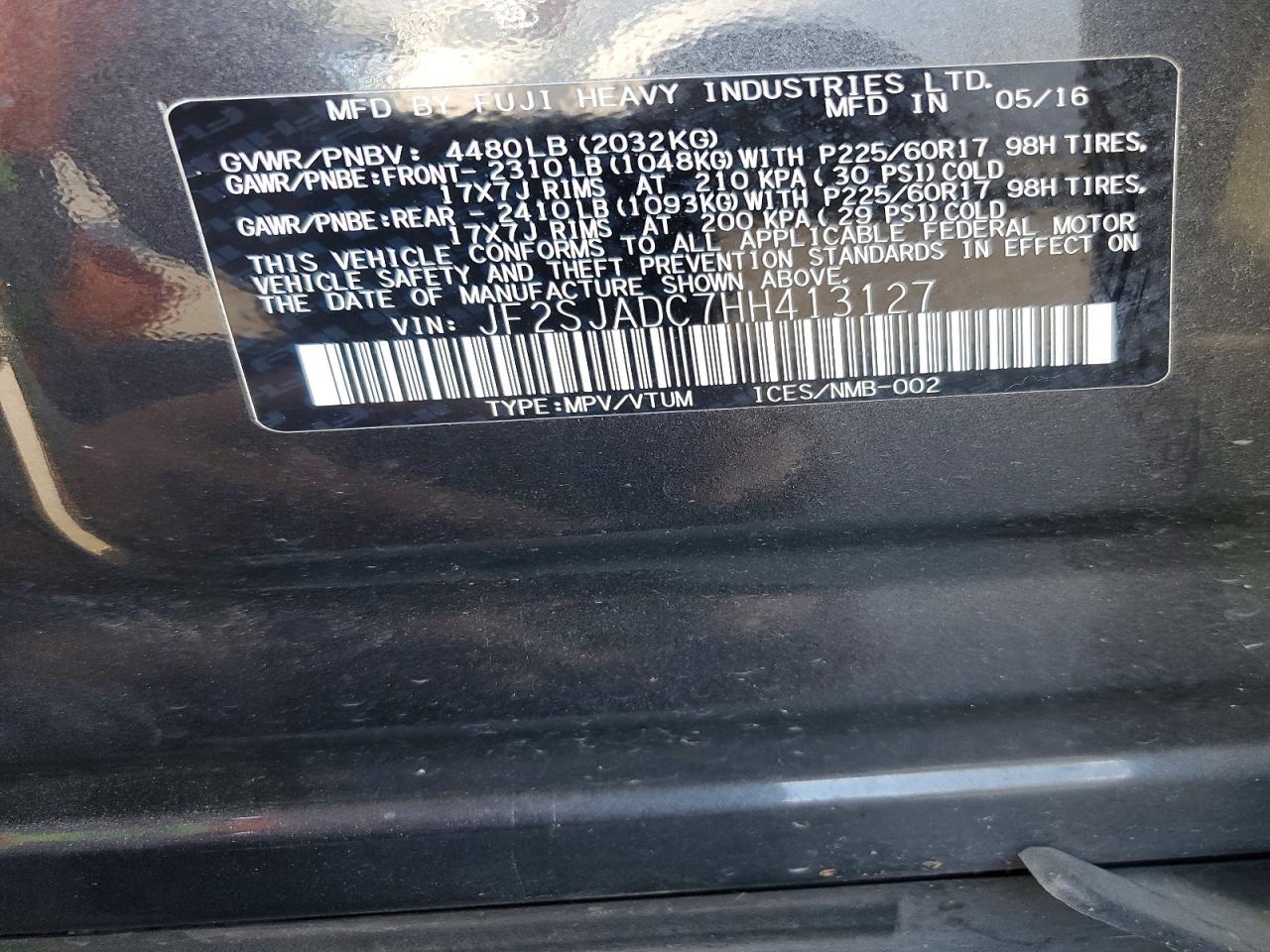 2017 Subaru Forester 2.5i Premium Gray vin: JF2SJADC7HH413127