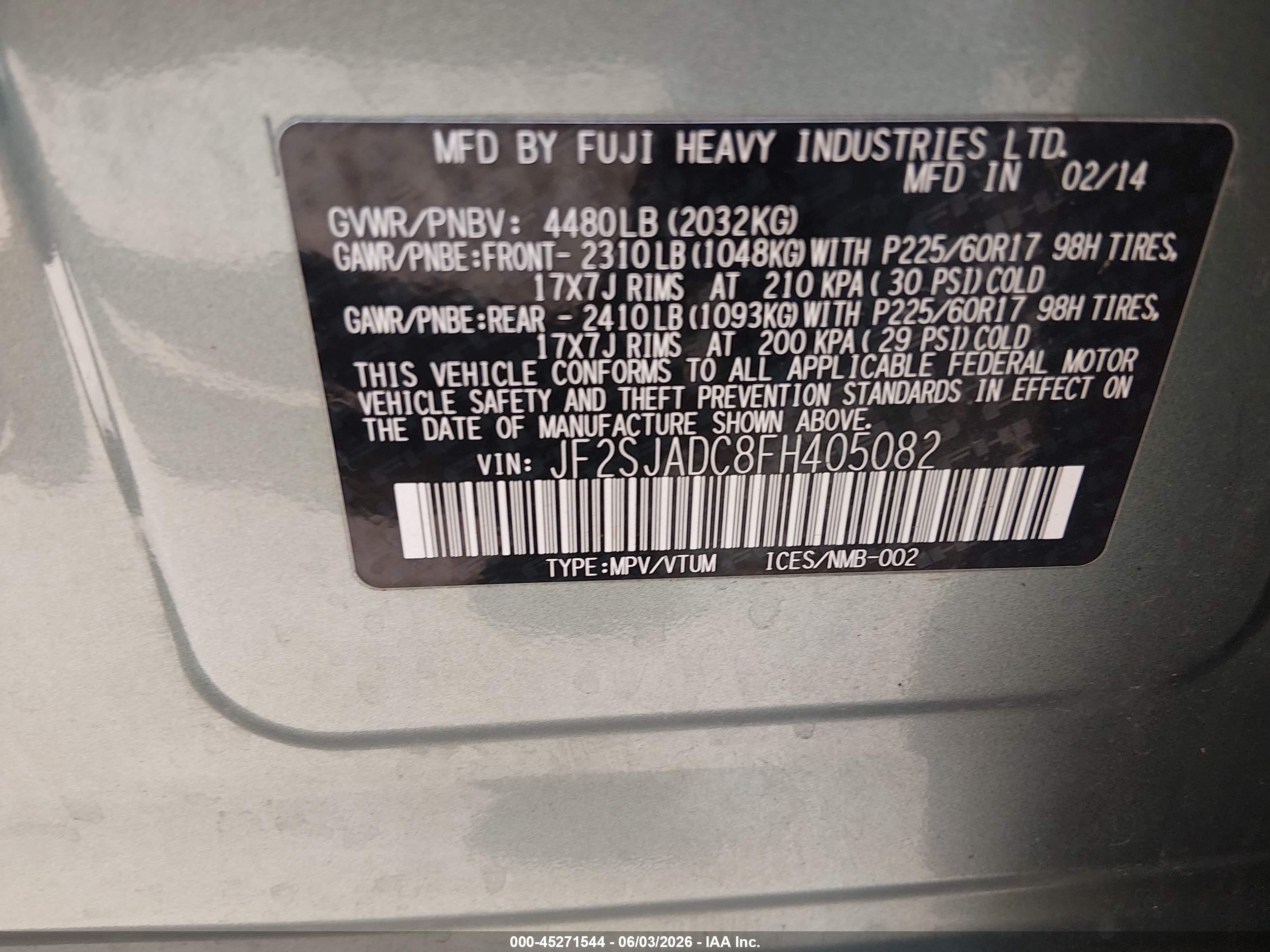 2015 Subaru Forester 2.5i Premium Green vin: JF2SJADC8FH405082