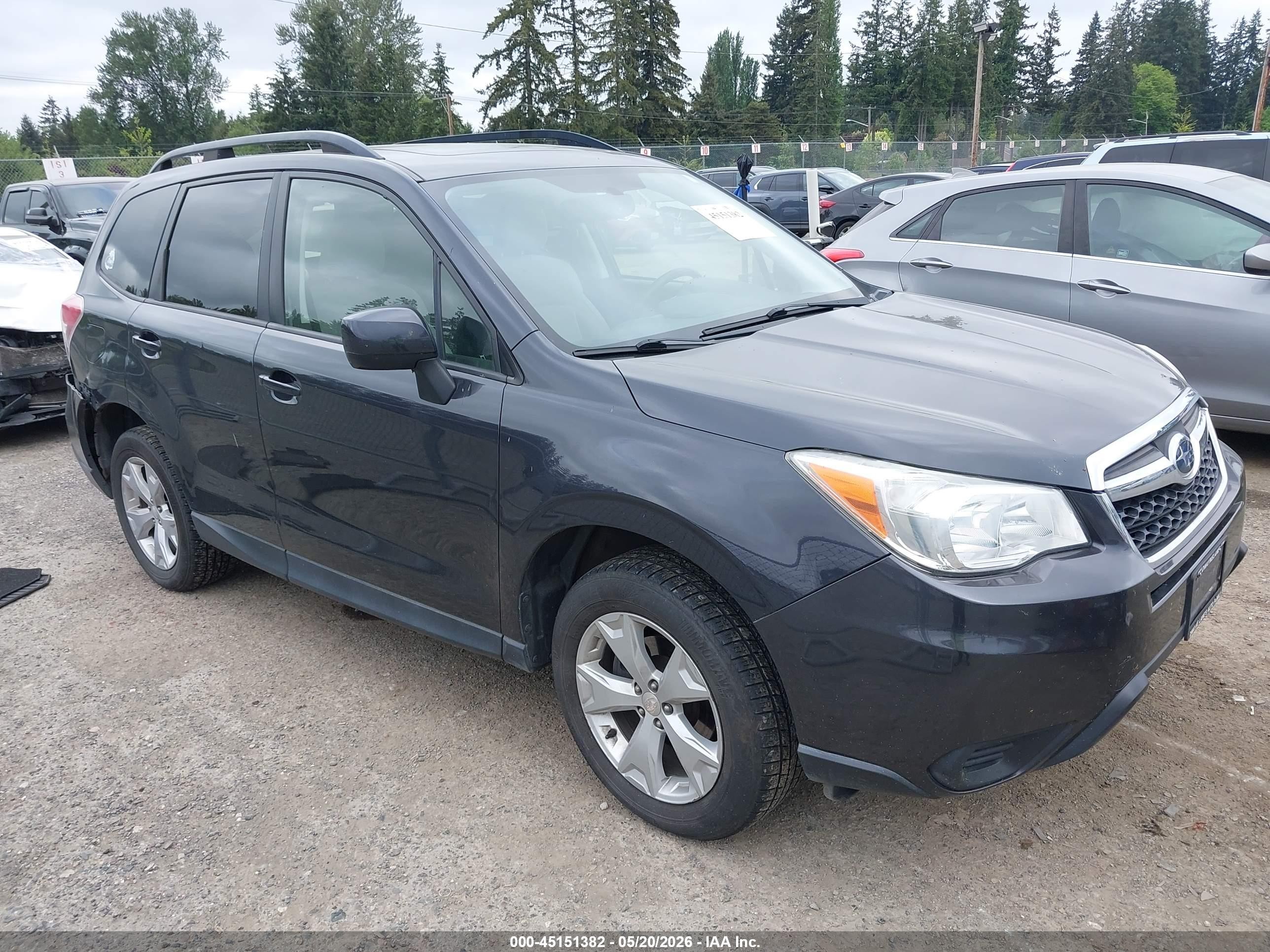 2014 Subaru Forester 2.5i Premium Gray vin: JF2SJADC9EH516450