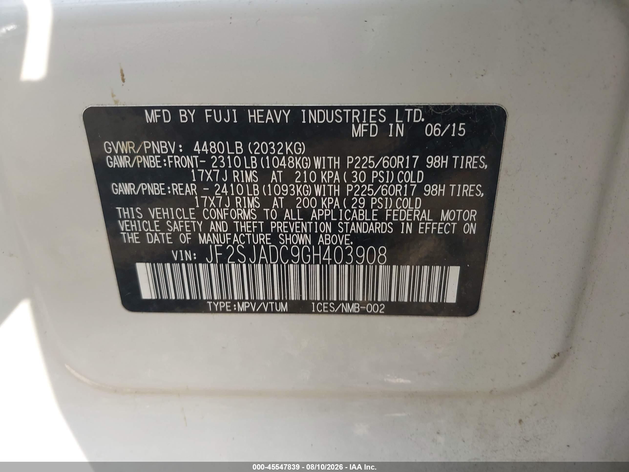 2016 Subaru Forester 2.5i Premium White vin: JF2SJADC9GH403908