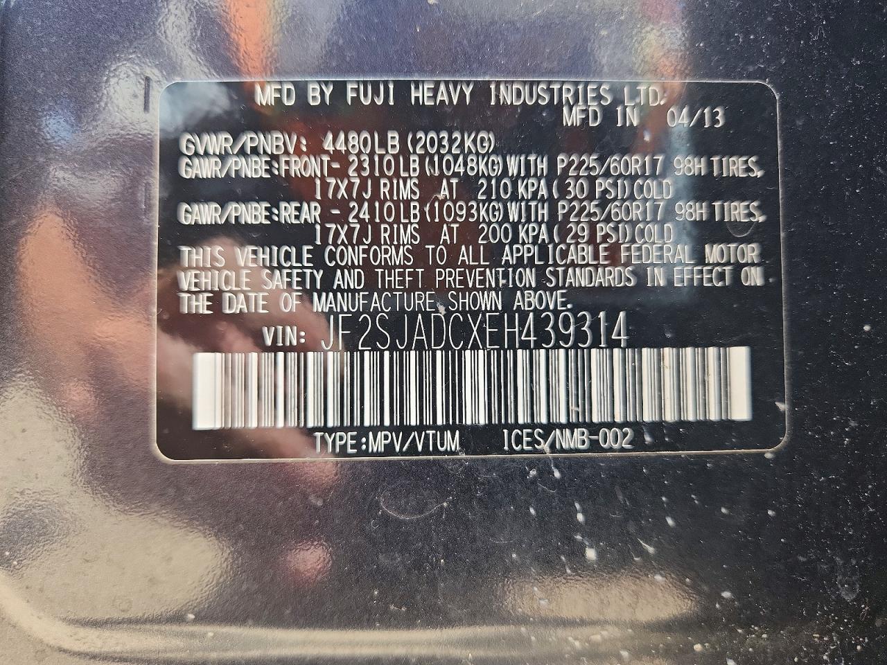 2014 Subaru Forester 2.5i Premium Gray vin: JF2SJADCXEH439314