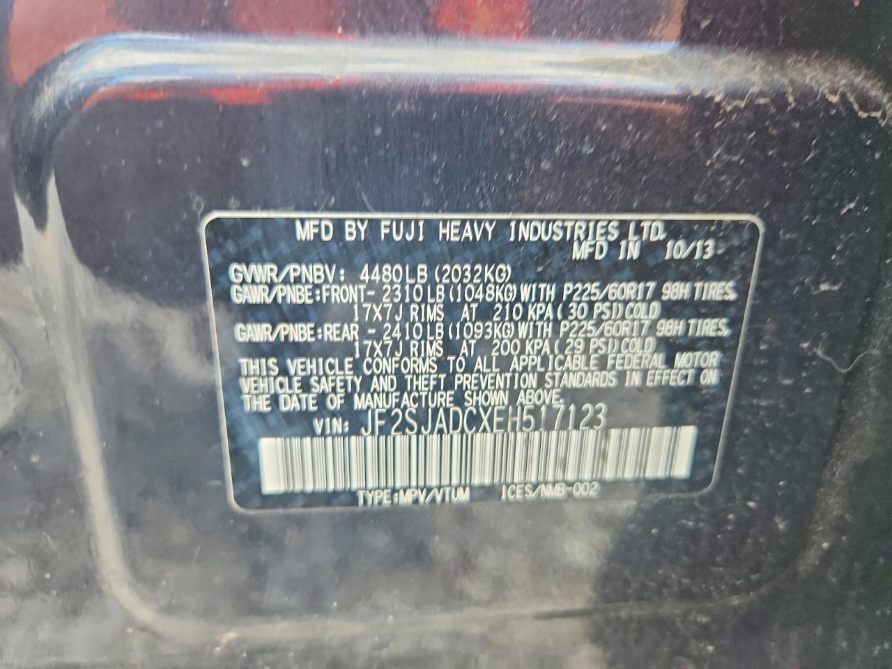 2014 Subaru Forester 2.5i Premium Black vin: JF2SJADCXEH517123