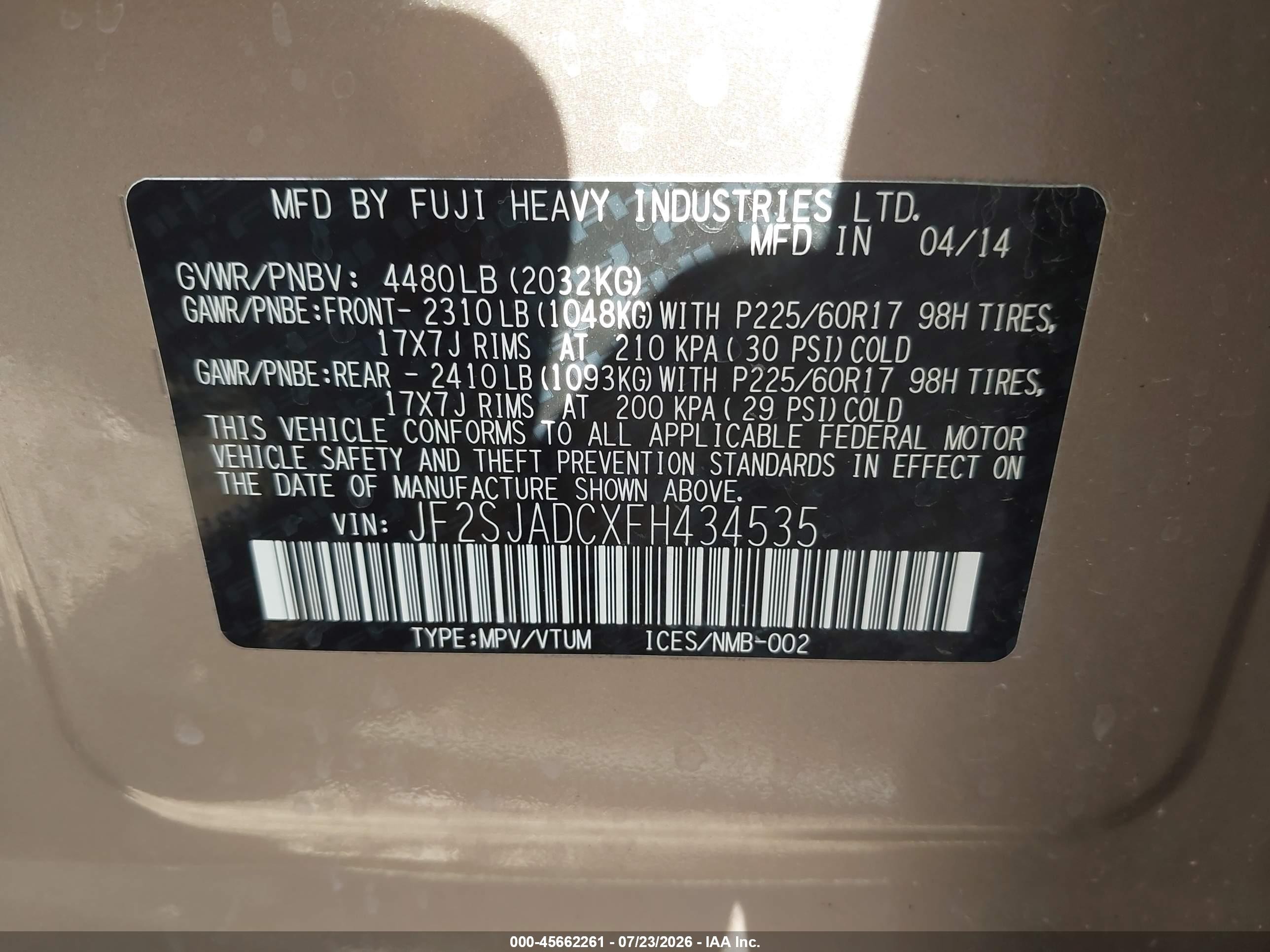 2015 Subaru Forester 2.5i Premium Золотой vin: JF2SJADCXFH434535