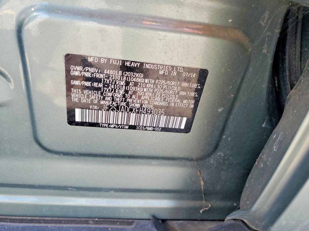 2015 Subaru Forester 2.5i Premium Green vin: JF2SJADCXFH493035