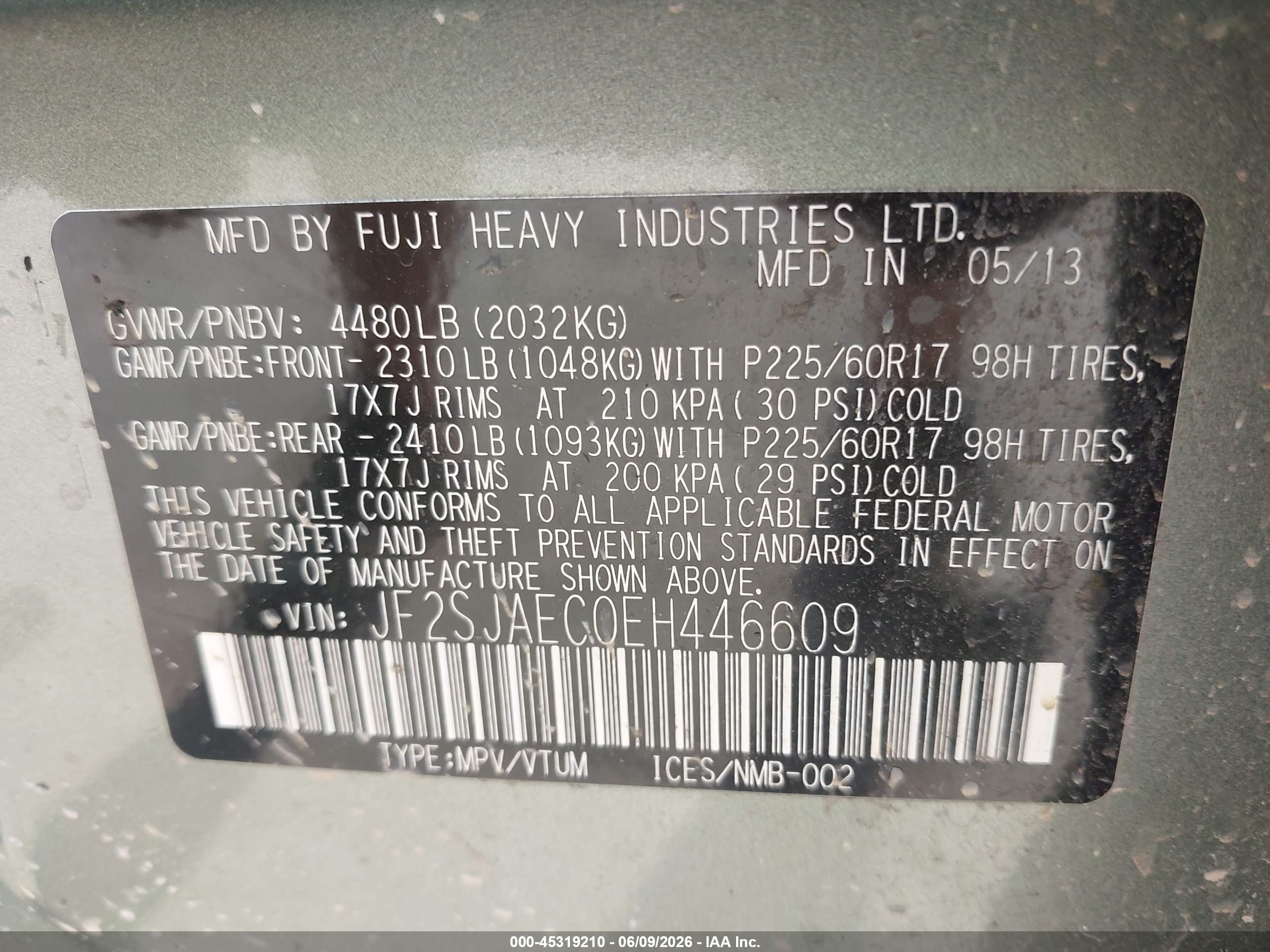 2014 Subaru Forester 2.5i Premium Green vin: JF2SJAEC0EH446609