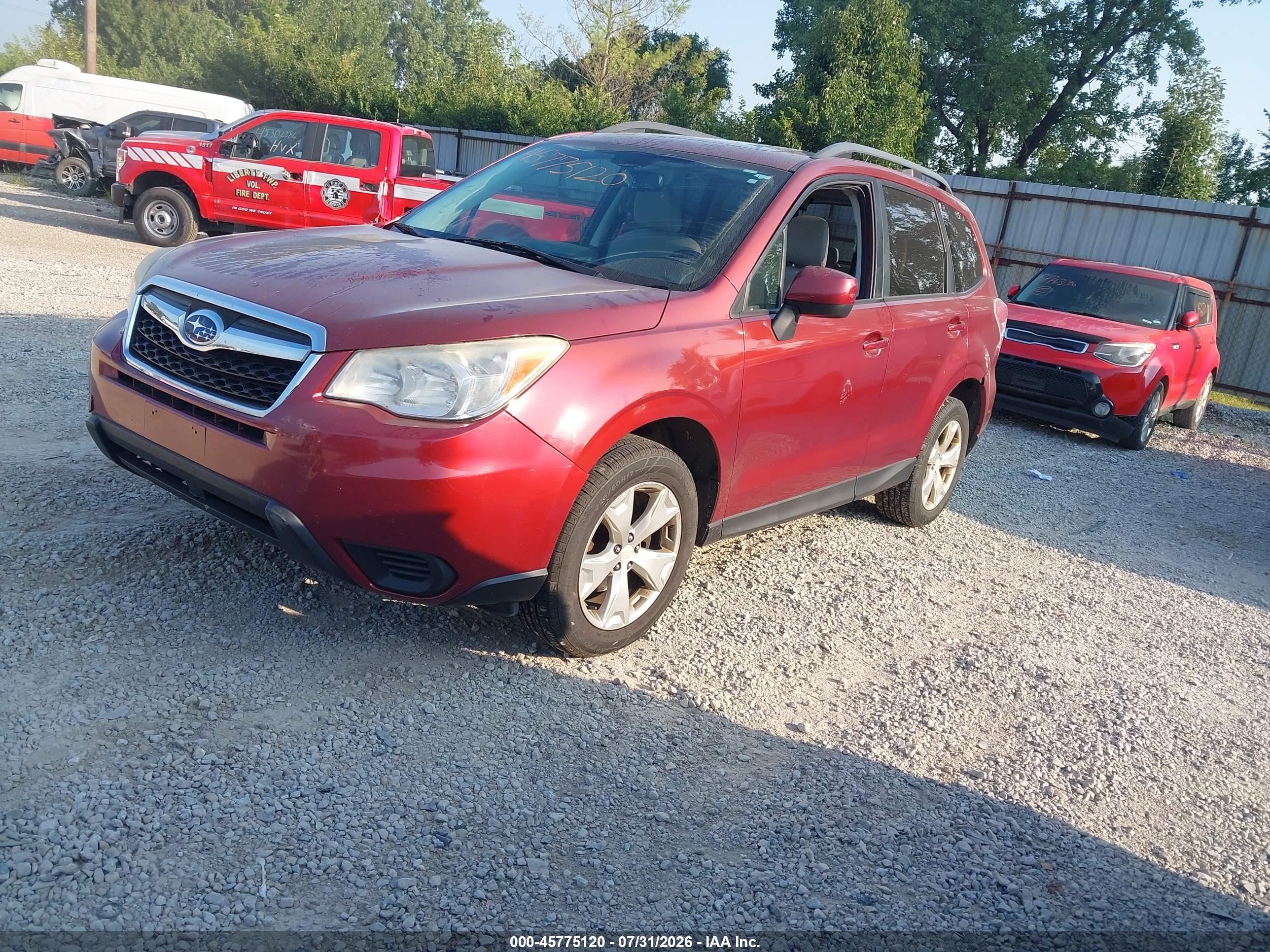 2014 Subaru Forester 2.5i Premium Темно-бордовый vin: JF2SJAEC0EH455620