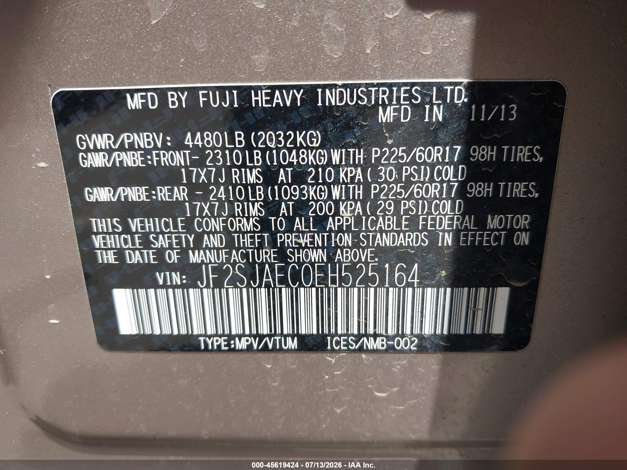 2014 Subaru Forester 2.5i Premium Silver vin: JF2SJAEC0EH525164