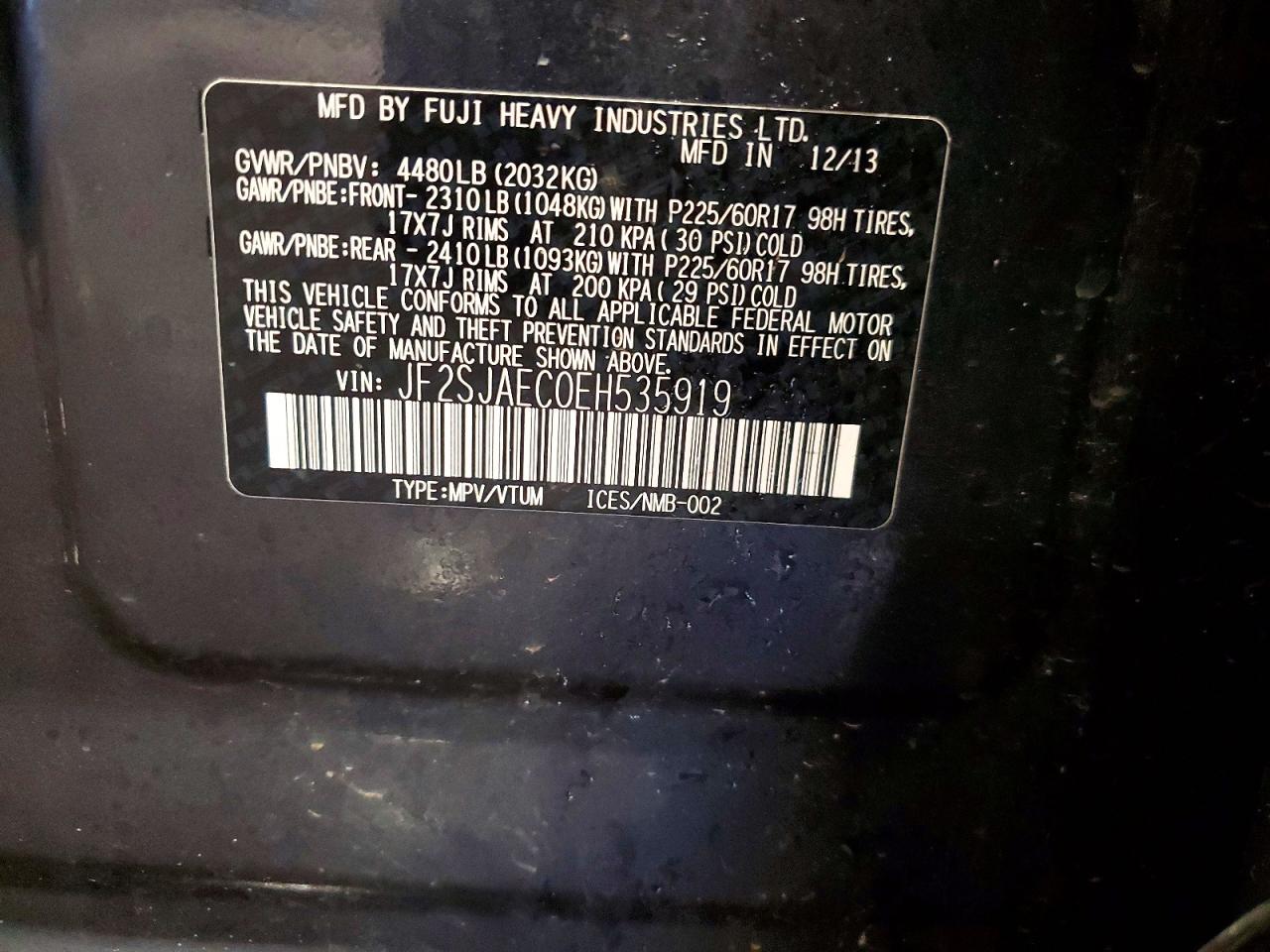 2014 Subaru Forester 2.5i Premium Gray vin: JF2SJAEC0EH535919