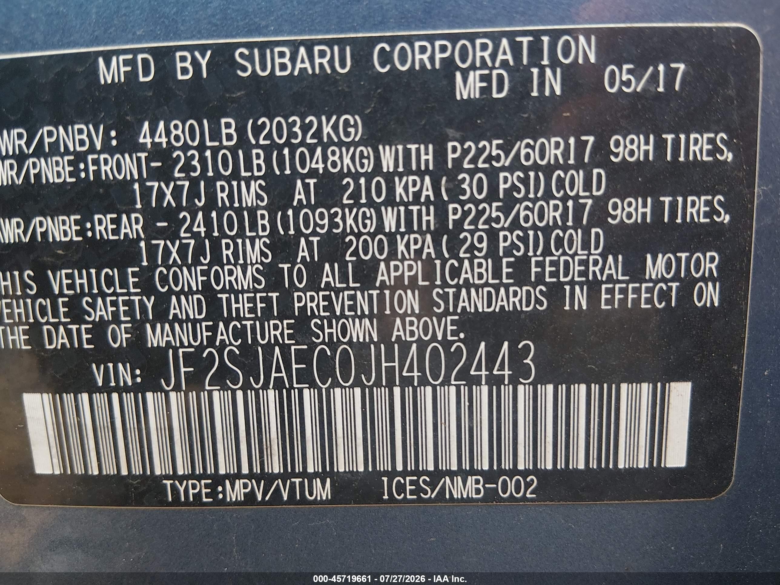 2018 Subaru Forester 2.5i Premium Blue vin: JF2SJAEC0JH402443