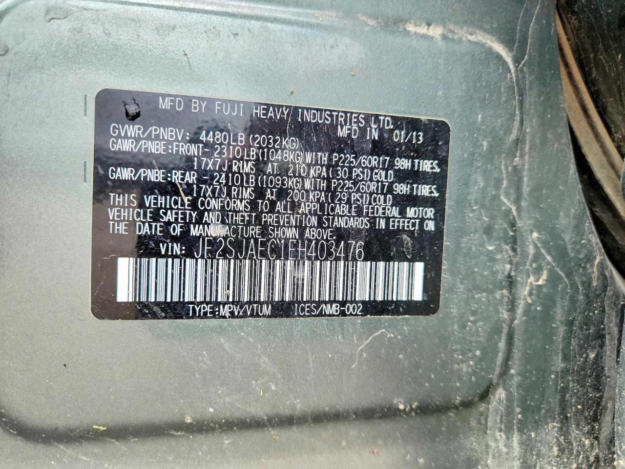 2014 Subaru Forester 2.5i Premium Green vin: JF2SJAEC1EH403476