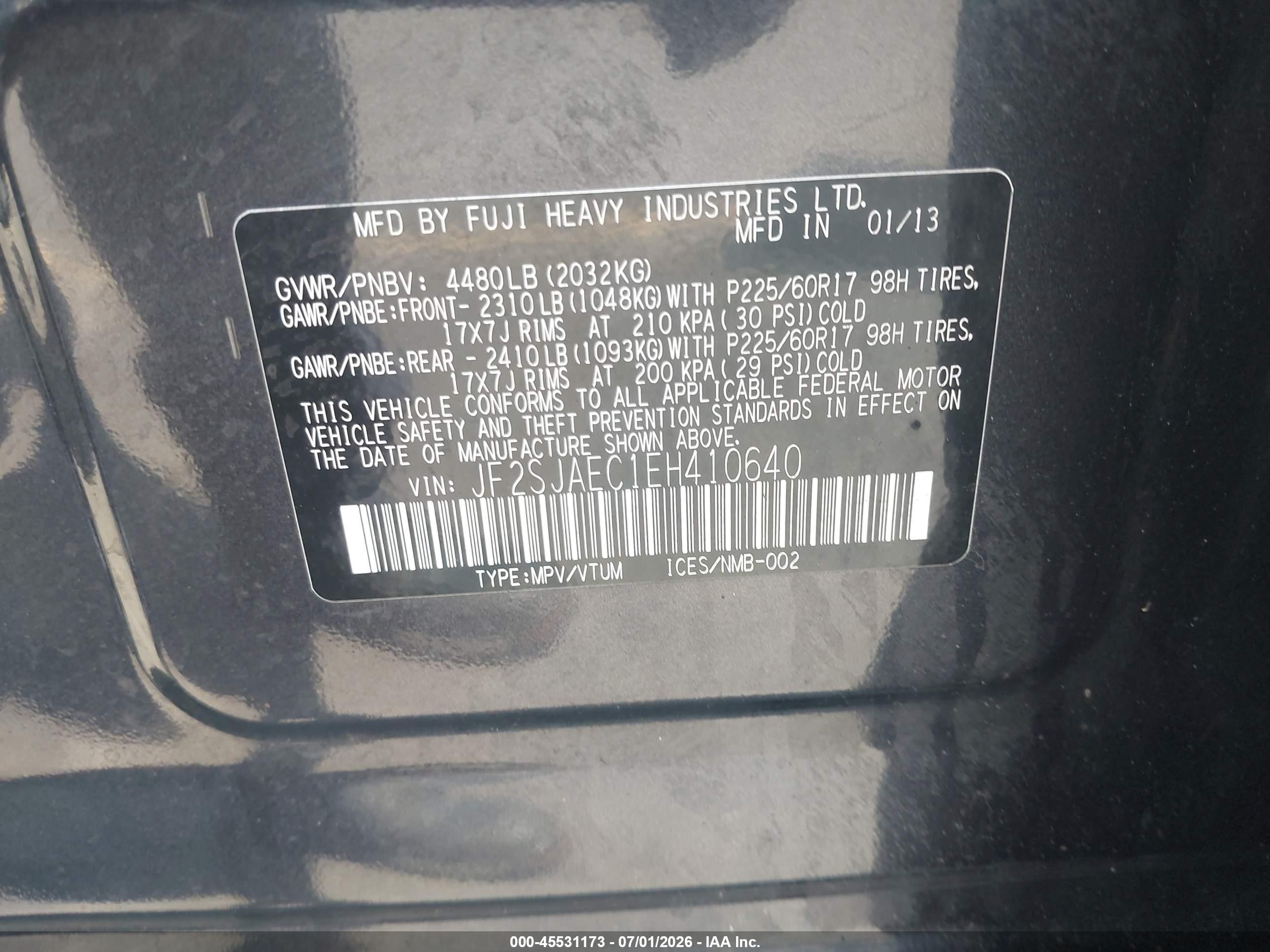 2014 Subaru Forester 2.5i Premium Черный vin: JF2SJAEC1EH410640