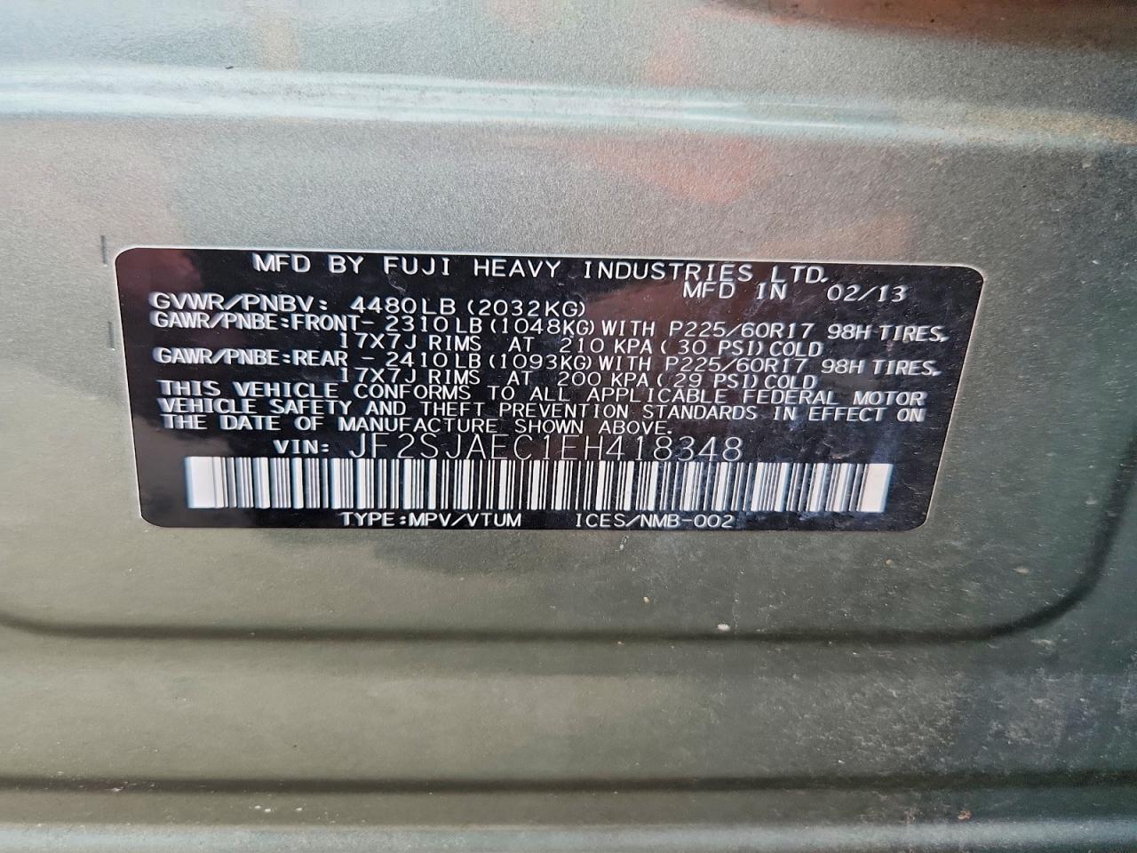 2014 Subaru Forester 2.5i Premium Green vin: JF2SJAEC1EH418348